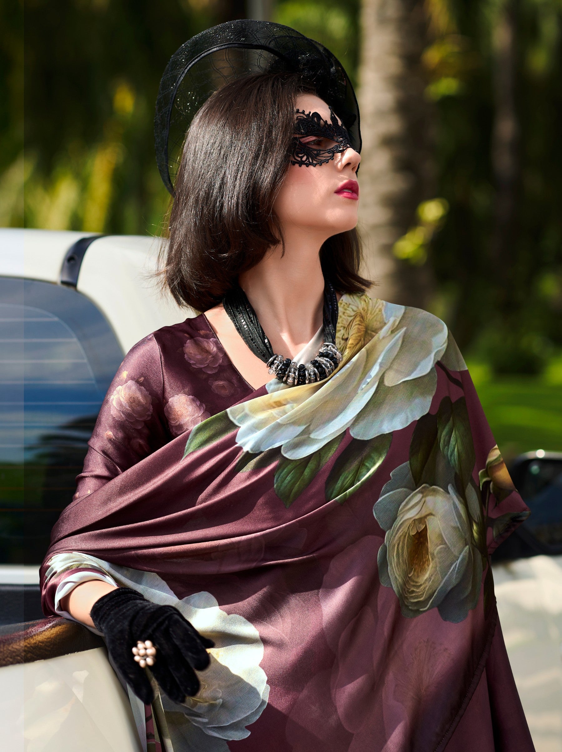 Regal Purple Party Saree - TrendOye