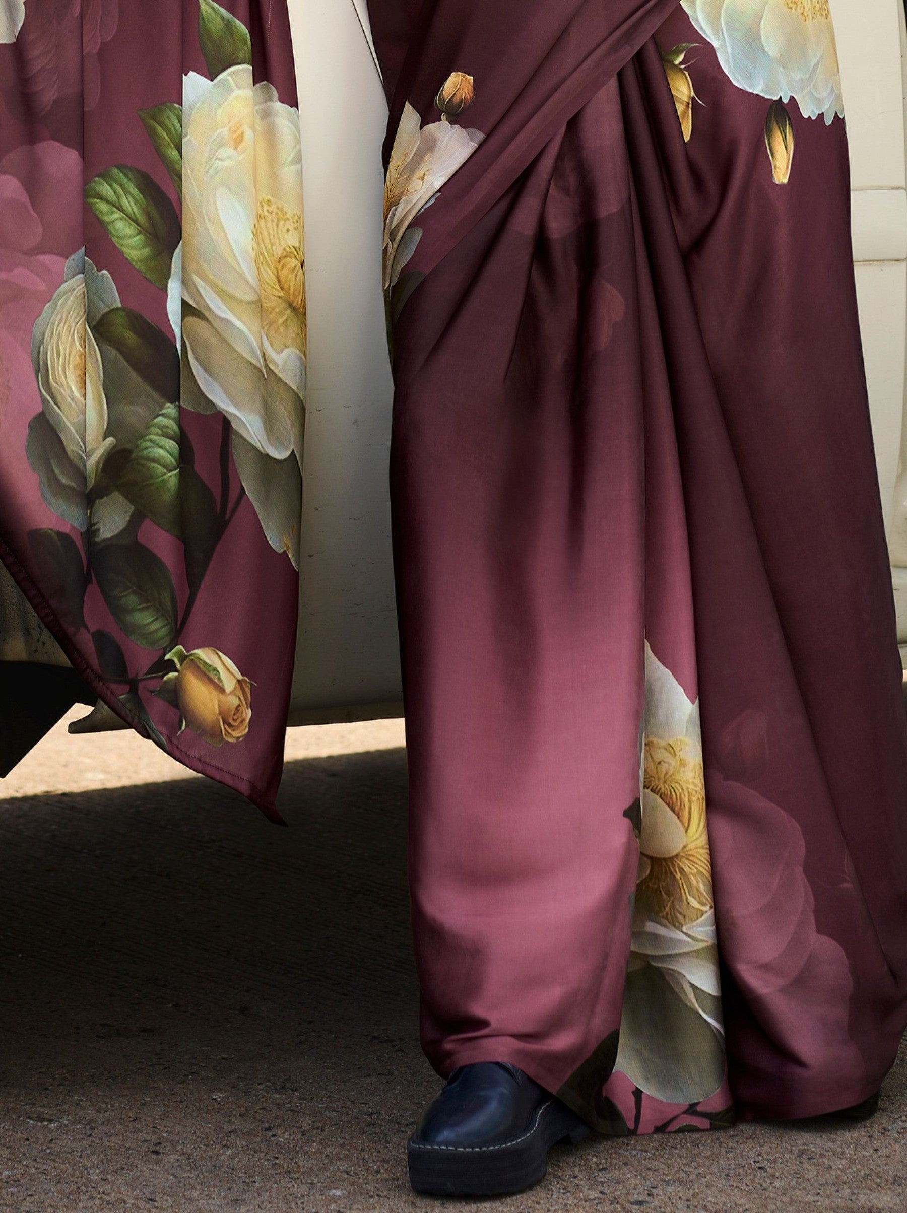 Regal Purple Party Saree - TrendOye