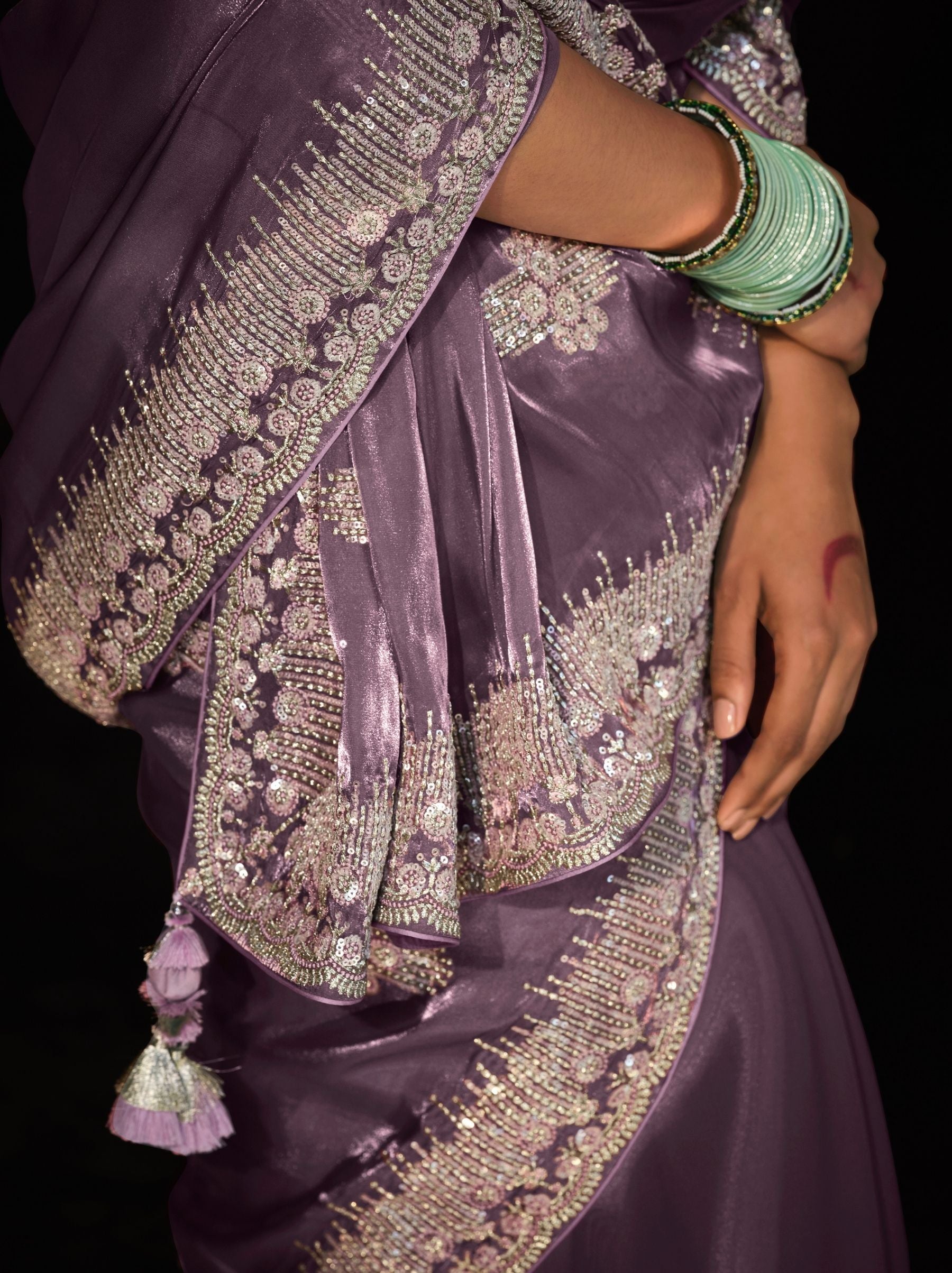 African Purple-Violet Premium Fancy Designer Wedding Saree - TrendOye