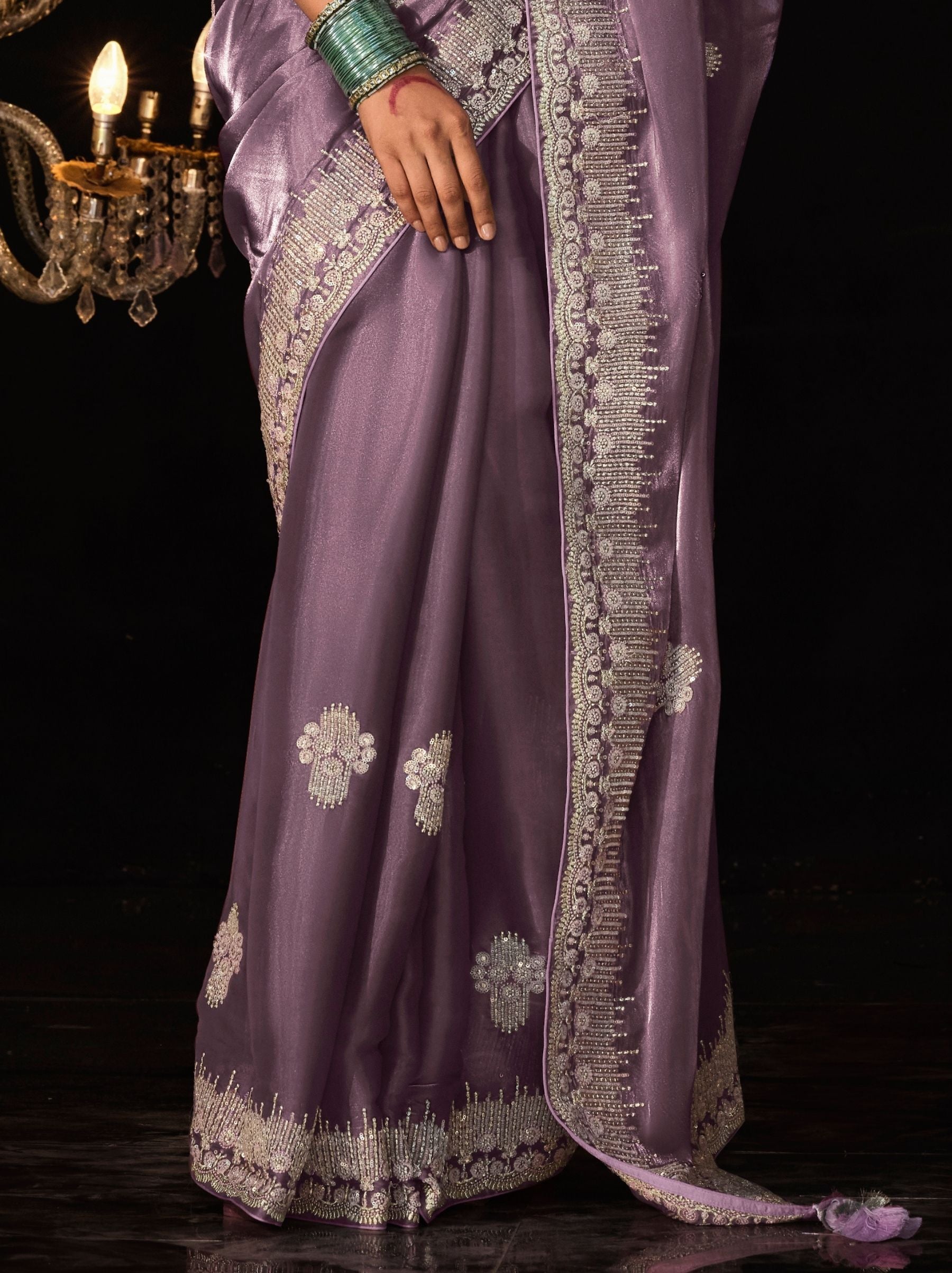 African Purple-Violet Premium Fancy Designer Wedding Saree - TrendOye