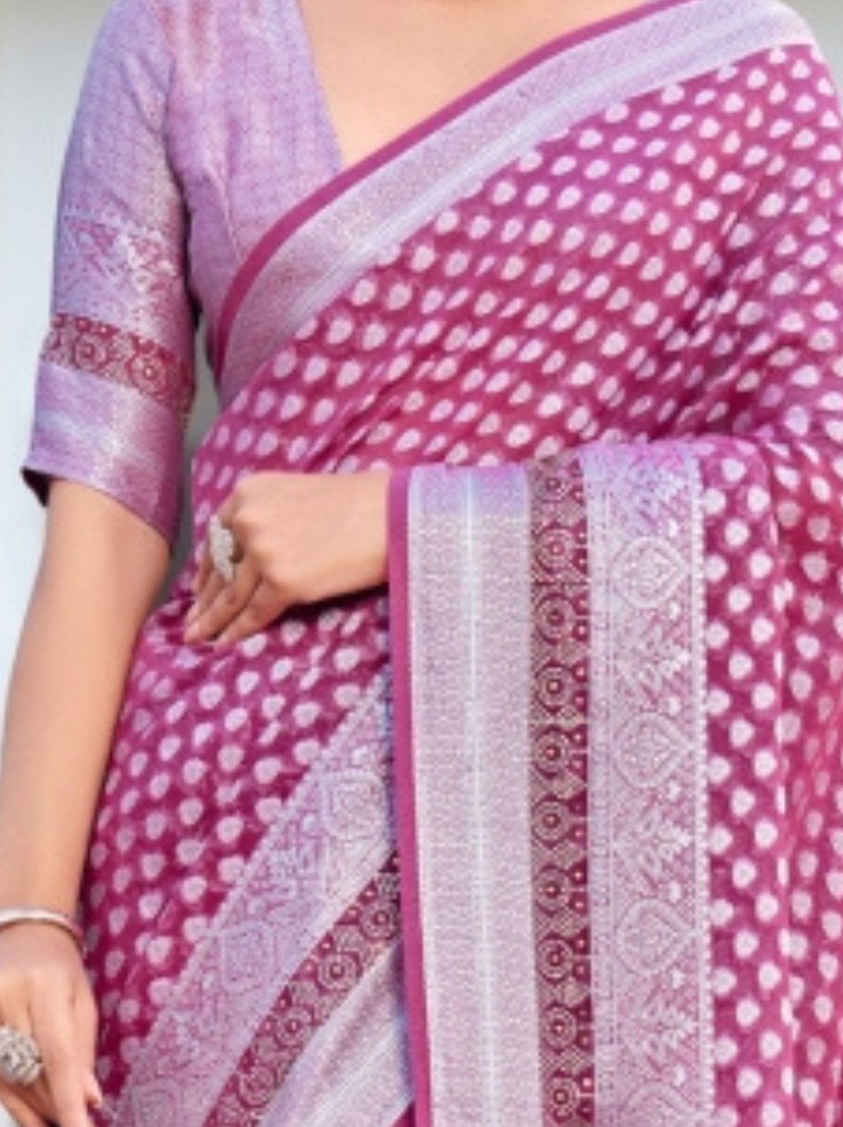 Fandango Purple Premium Georgette Saree With Weaved Motifs