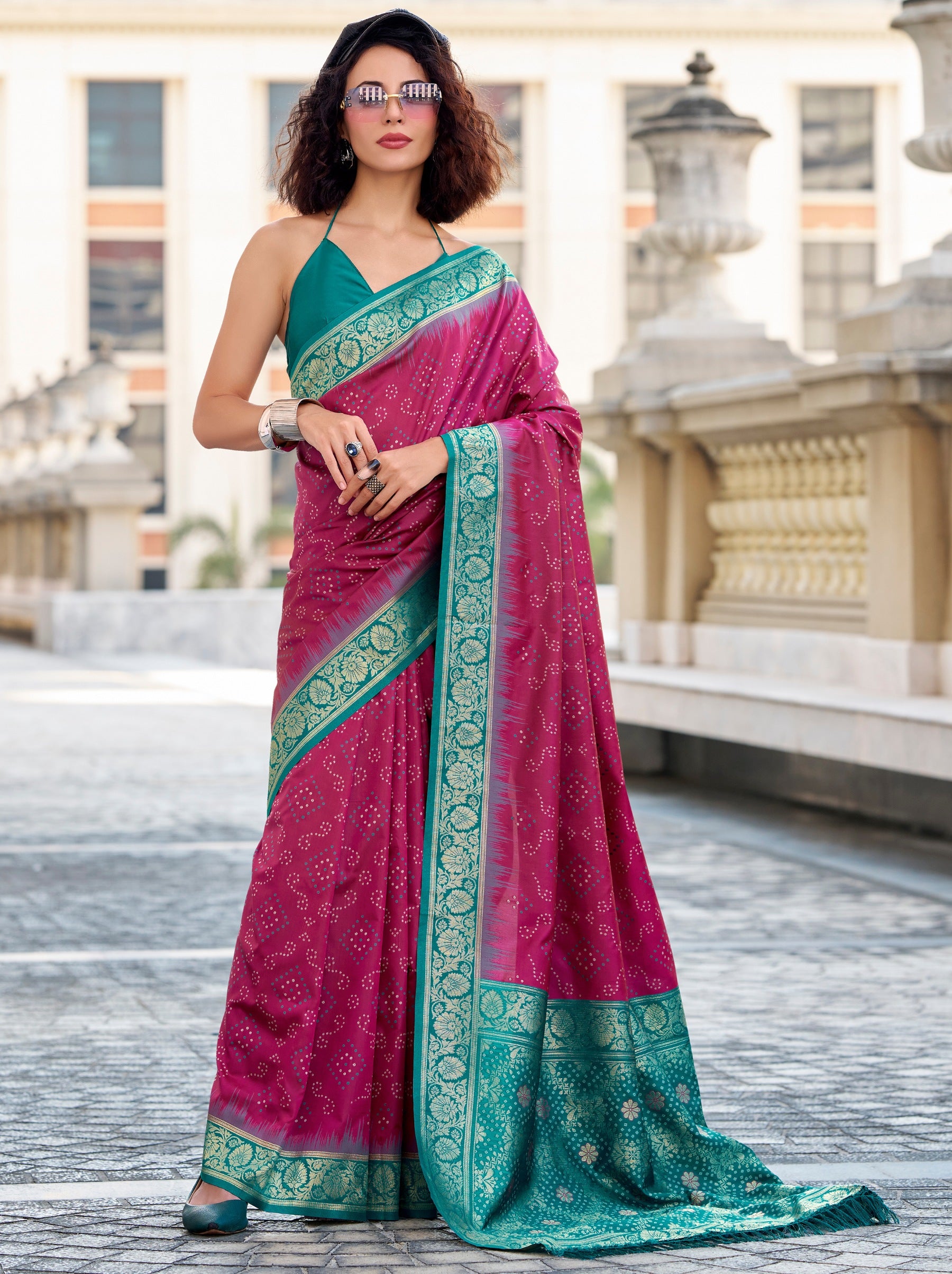 Hibiscus Violet Luxurious Soft Silk Festive Saree - TrendOye