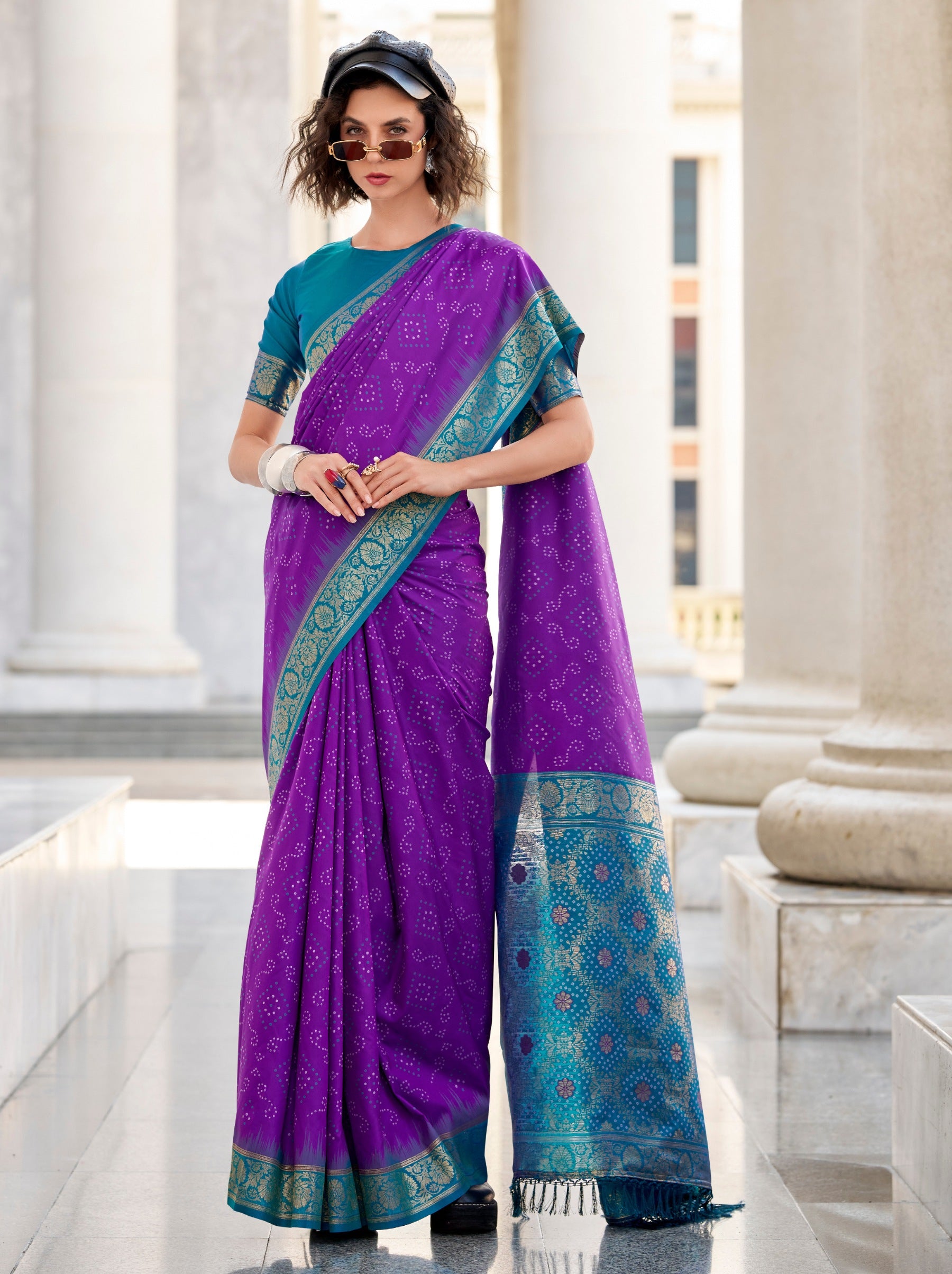 Electric Violet Luxurious Soft Silk Festive Saree - TrendOye