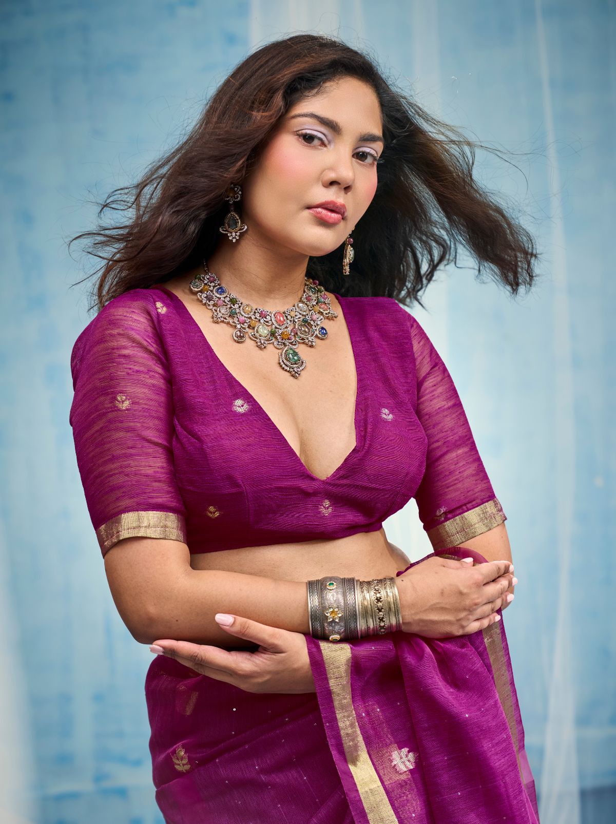 Lollipop Purple Premium Munga Silk Ethnic Saree With Tassels