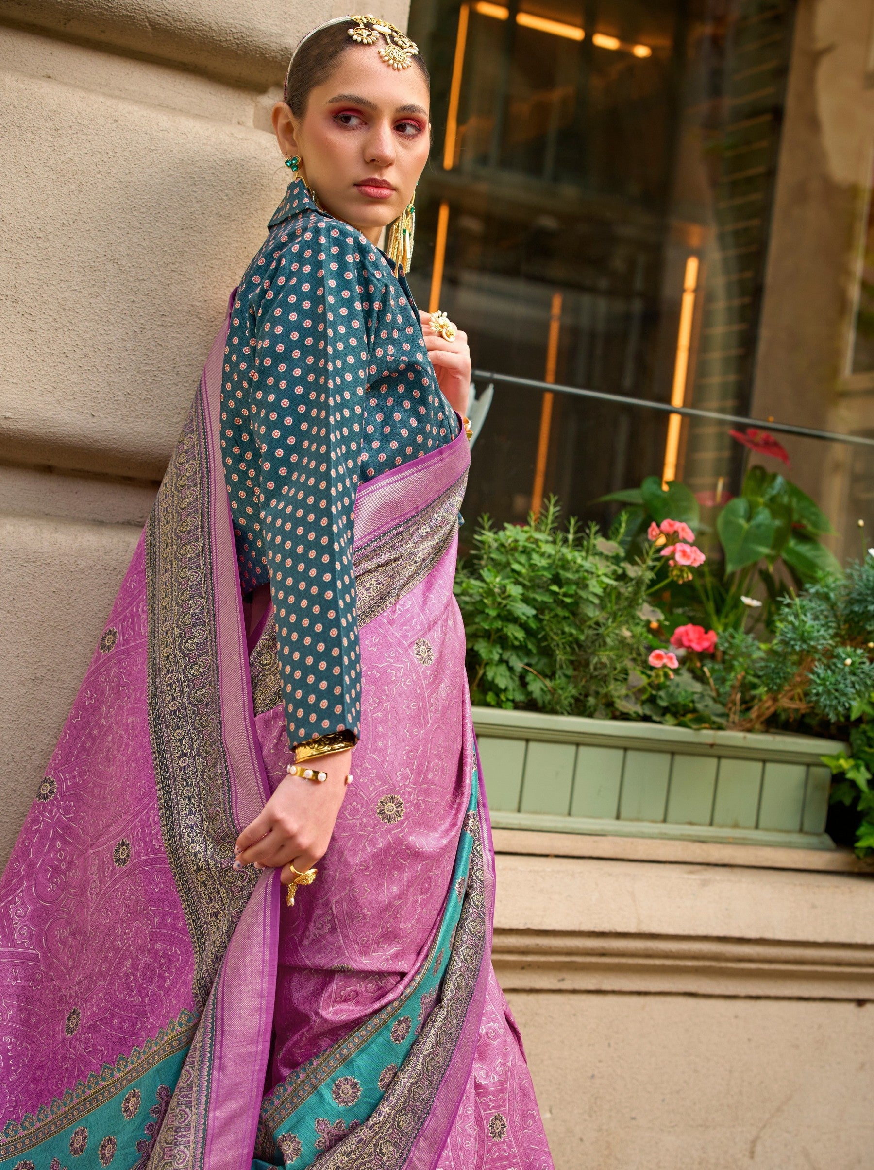 Helio Violet Celebration Saree - TrendOye