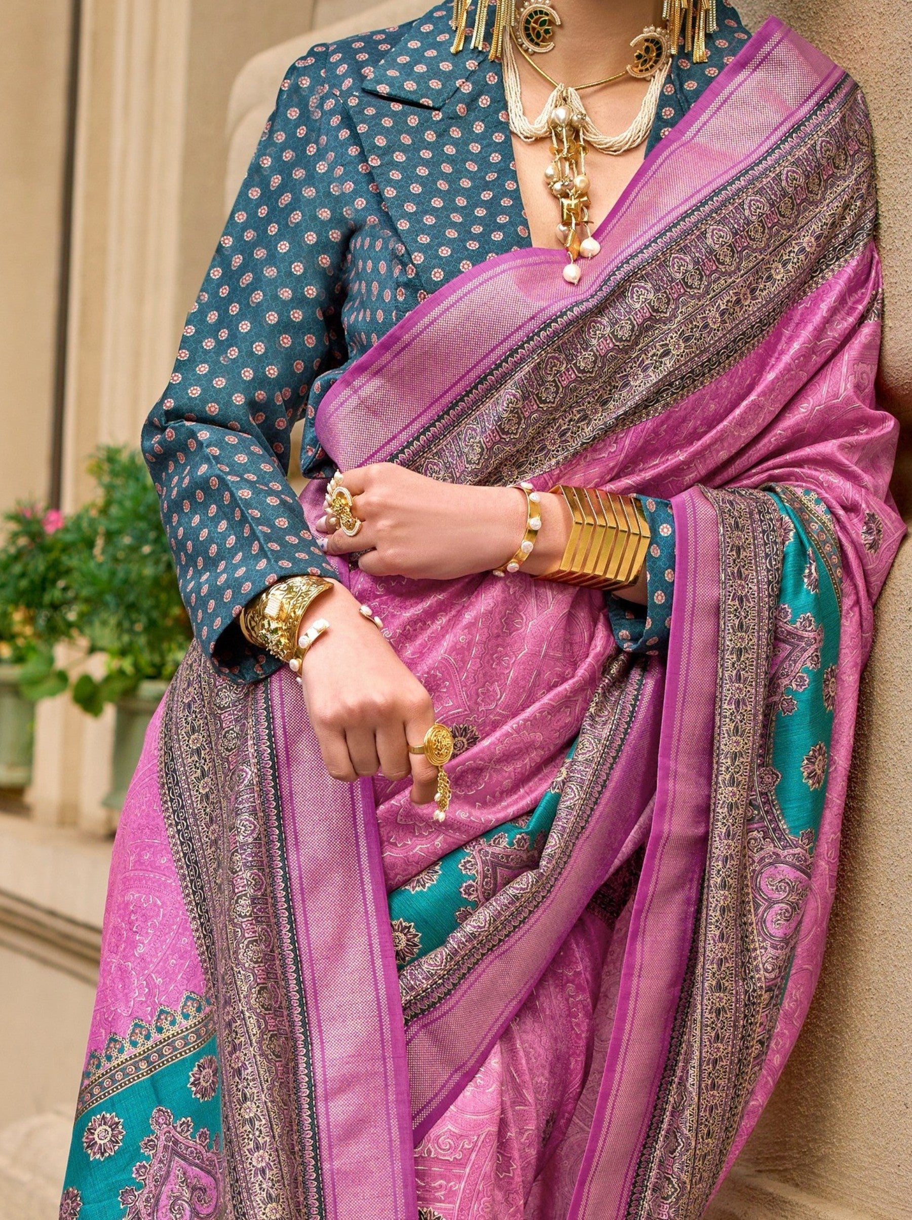 Helio Violet Celebration Saree - TrendOye