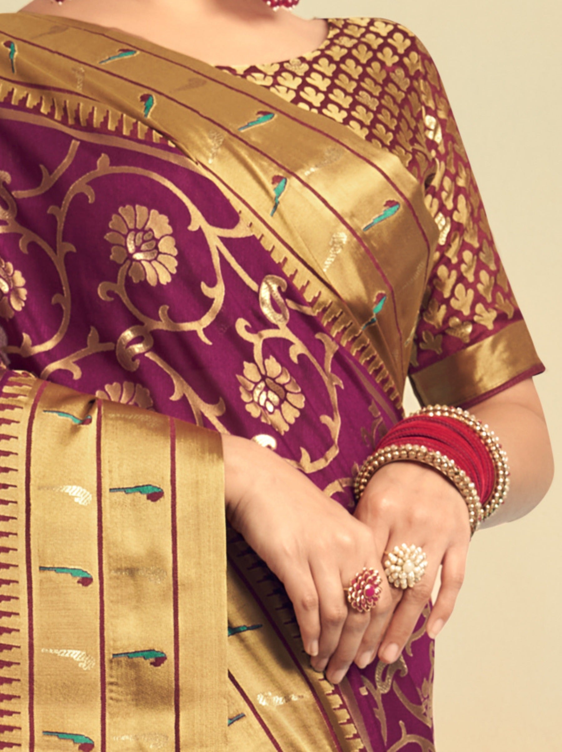 Byzantine Violet Premium Georgette Festive Designer Saree With Blouse Piece - TrendOye