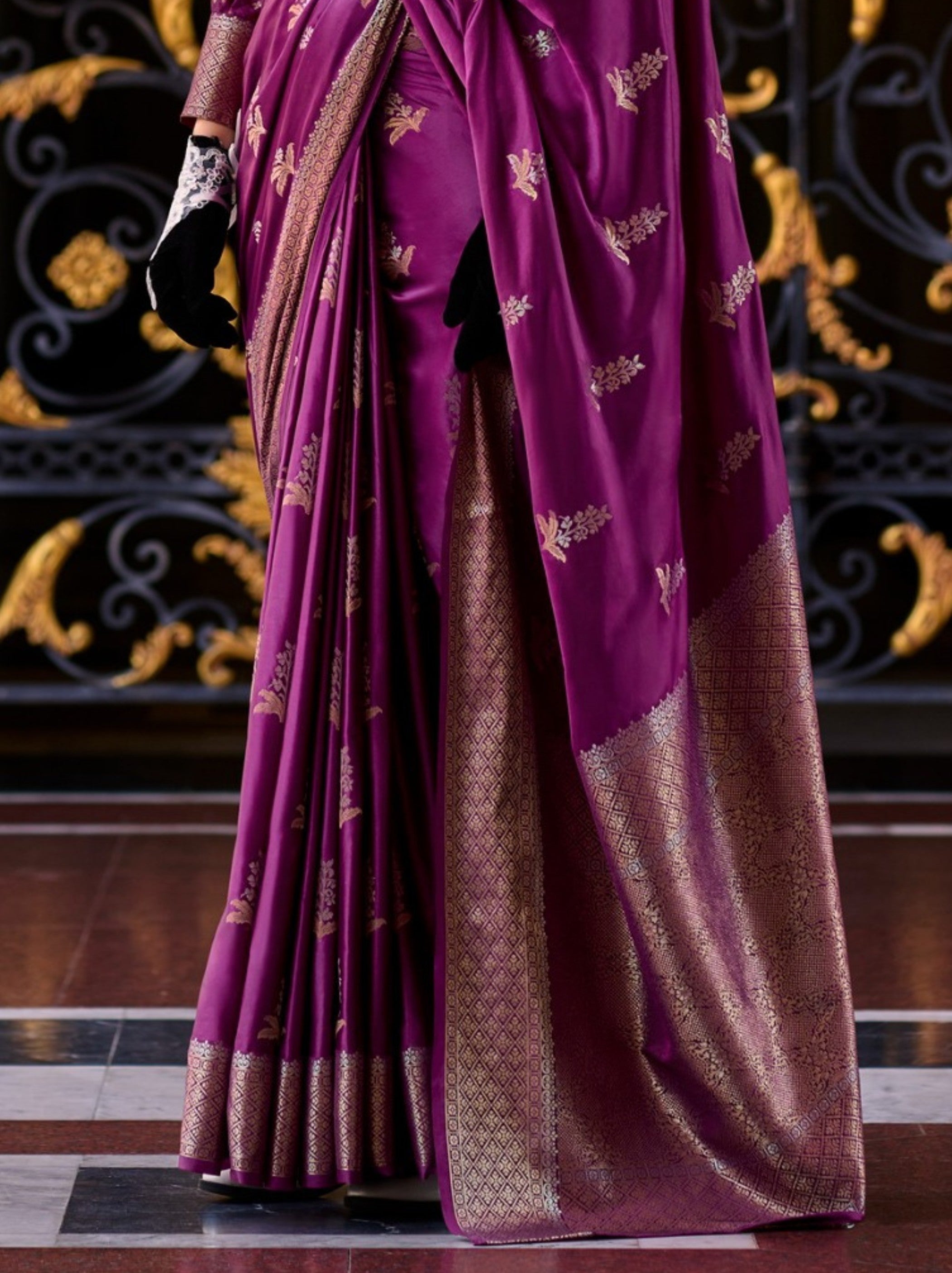 Lollipop Violet Designer Wedding Saree - TrendOye