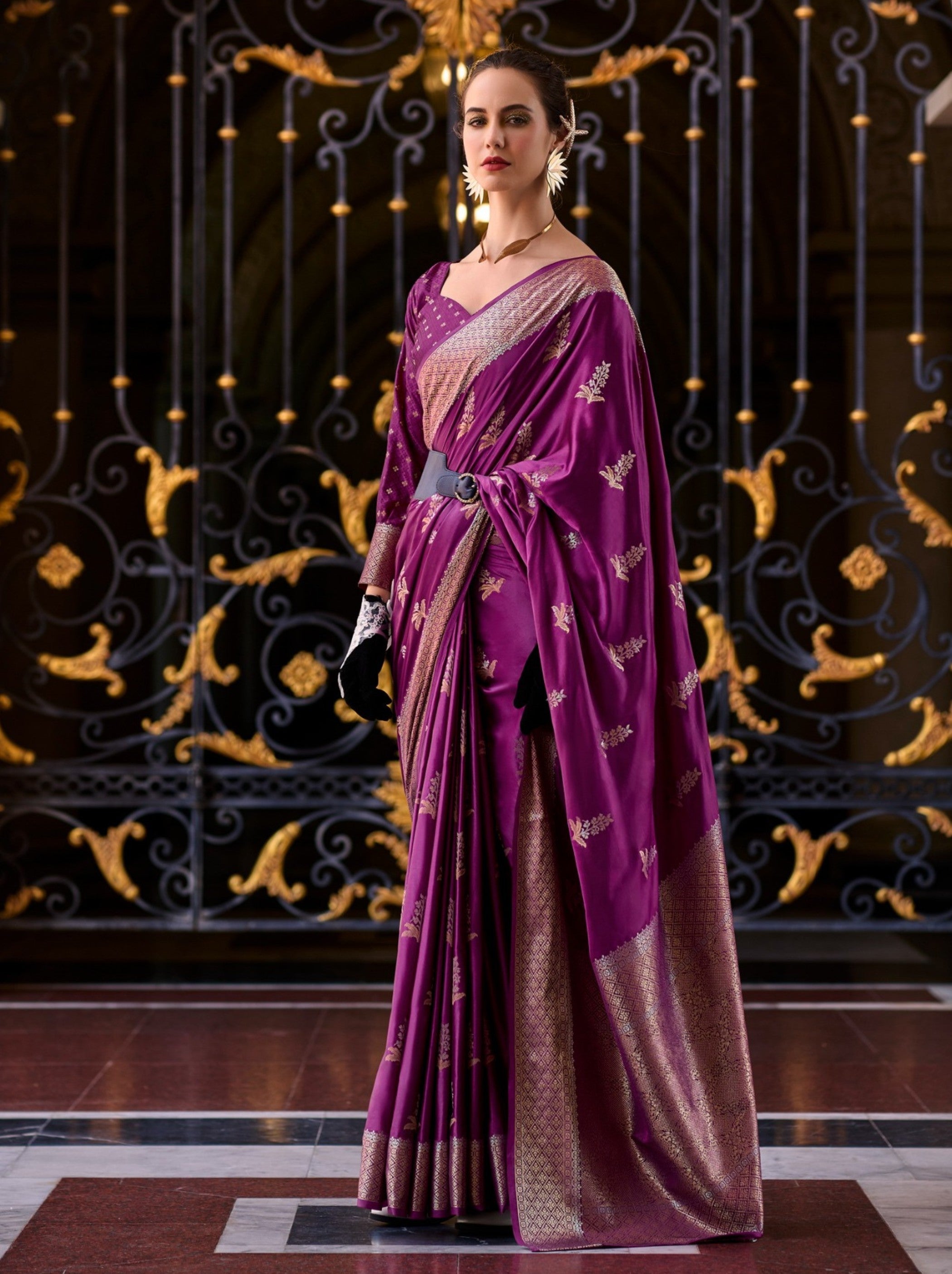 Lollipop Violet Designer Wedding Saree - TrendOye