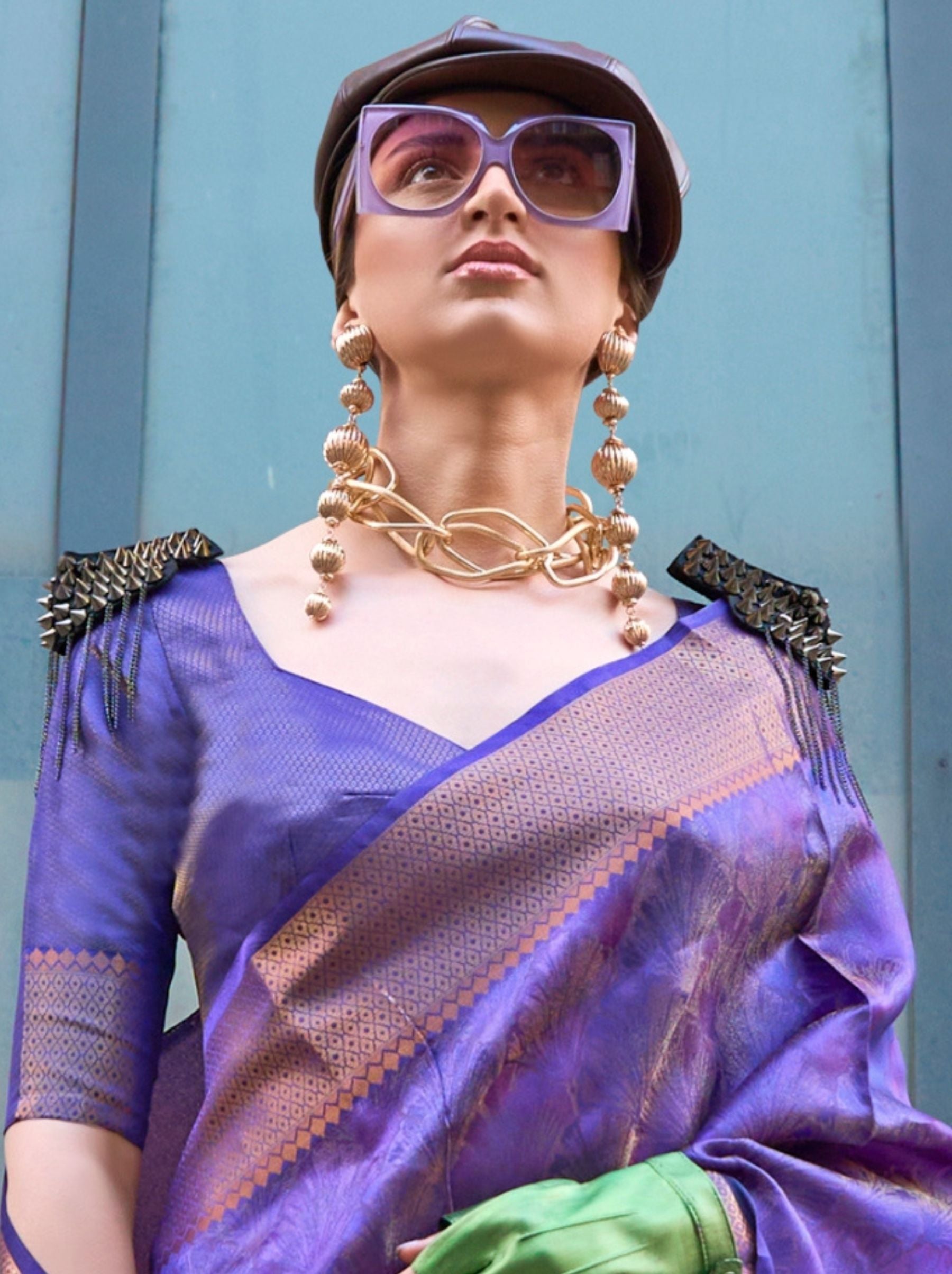 Grape Purple Violet Designer Silk Saree - TrendOye