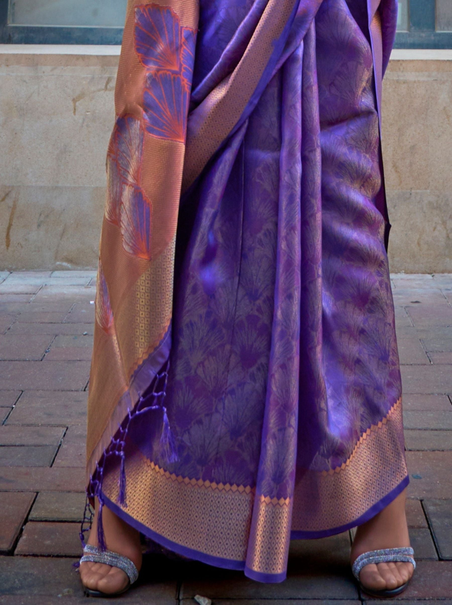 Grape Purple Violet Designer Silk Saree - TrendOye