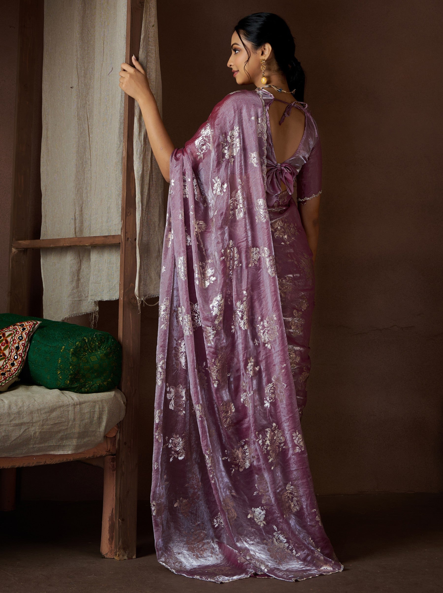 Orchid Violet Wedding And Party Designer Saree - TrendOye