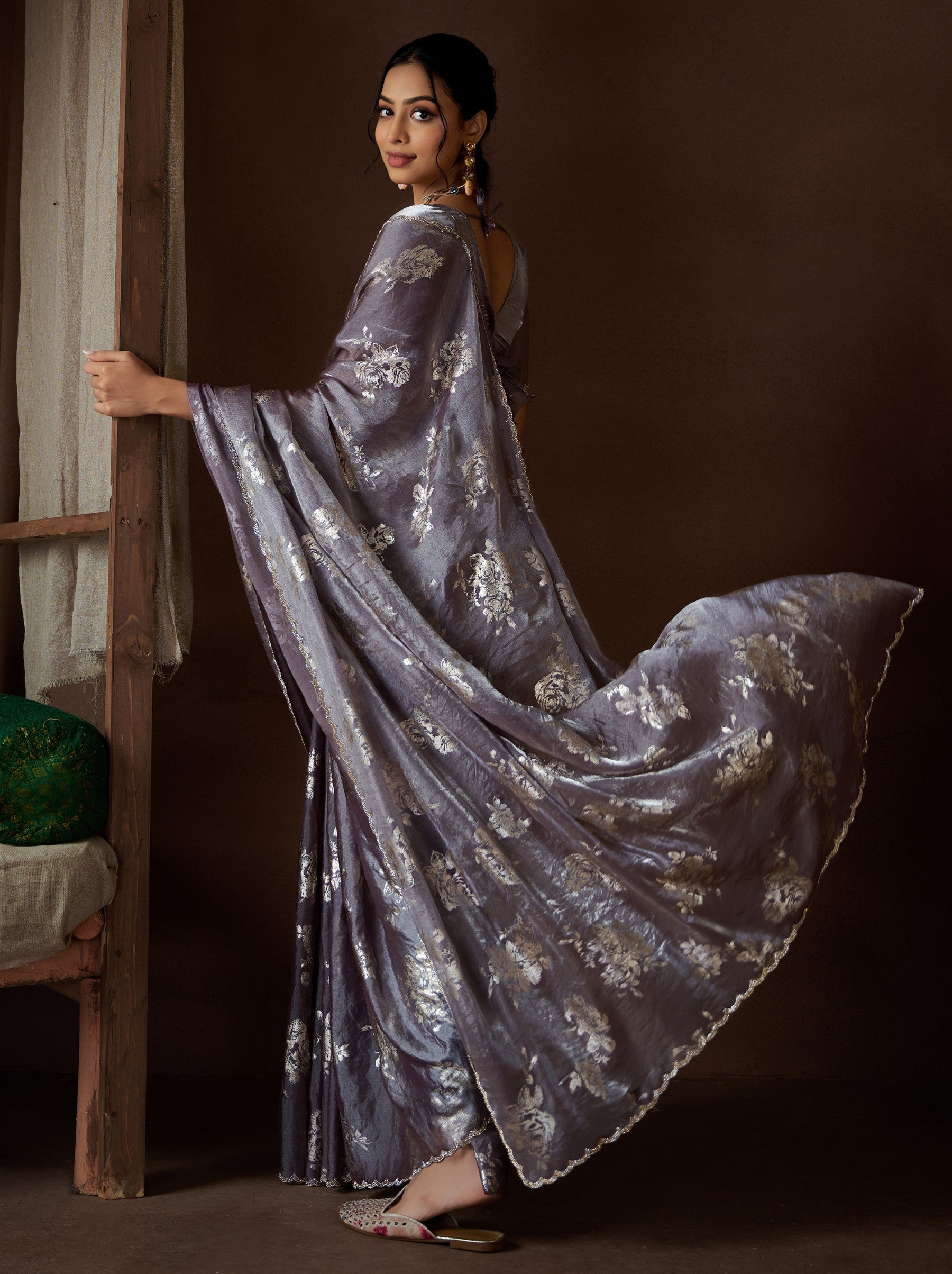 Heather Violet Wedding And Party Designer Saree - TrendOye