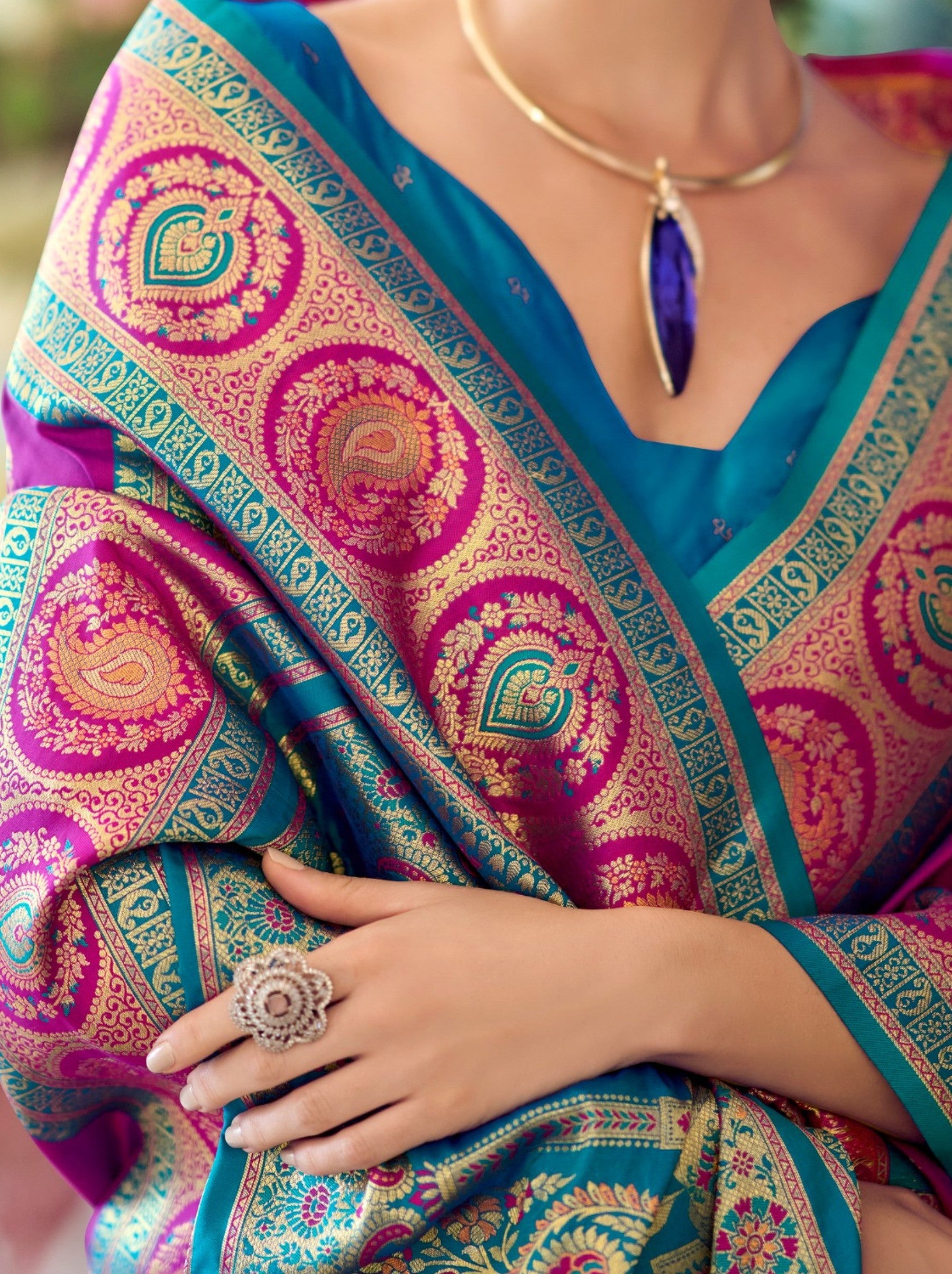 Lollipop Violet Festive Saree - TrendOye