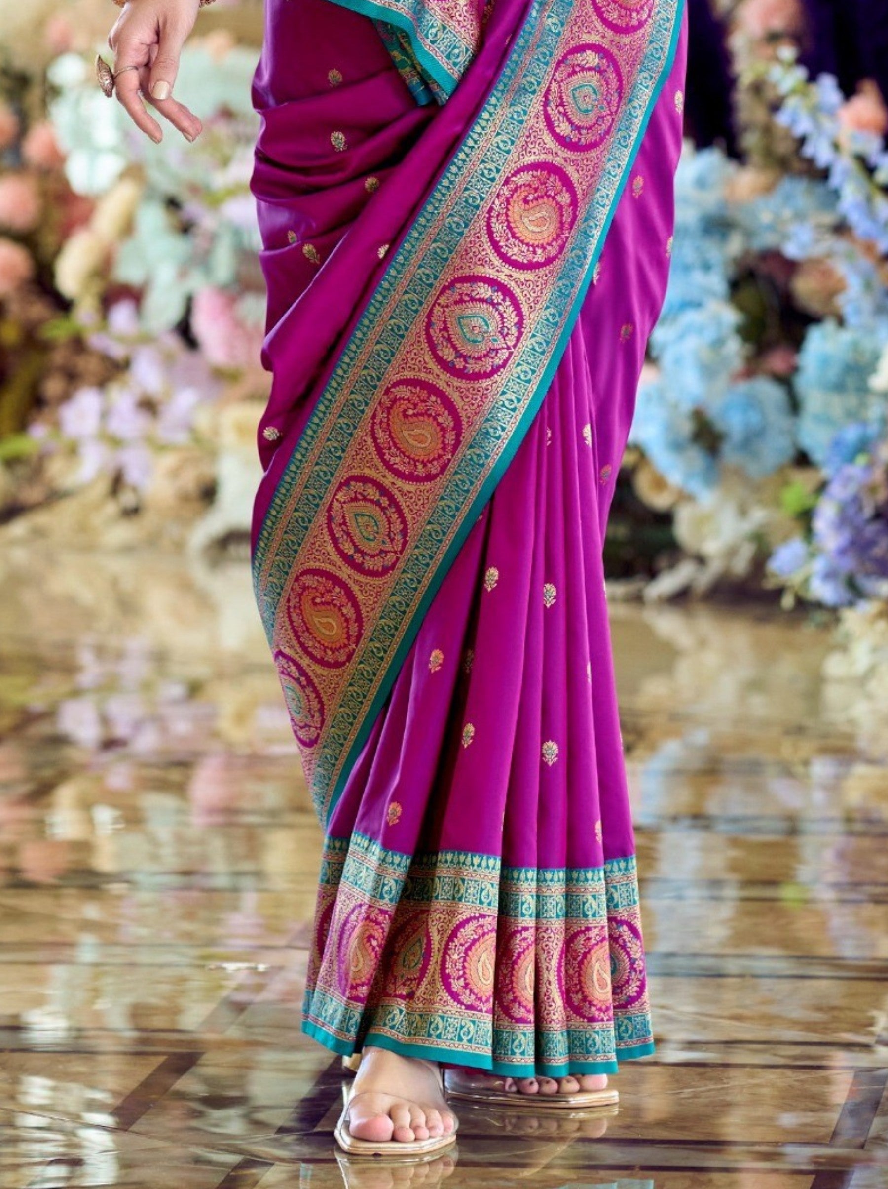 Lollipop Violet Festive Saree - TrendOye