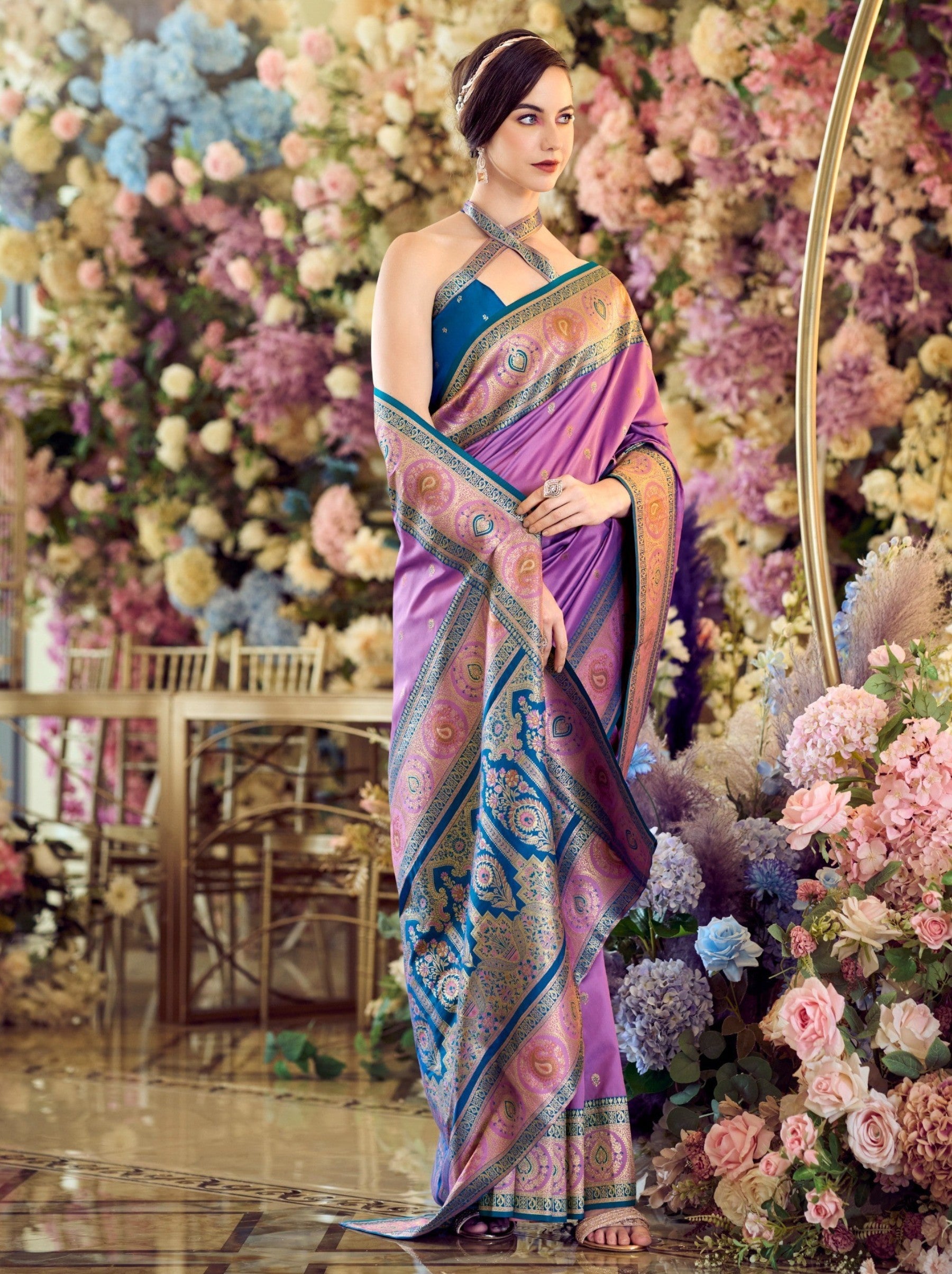 Fandango Violet Festive Saree - TrendOye