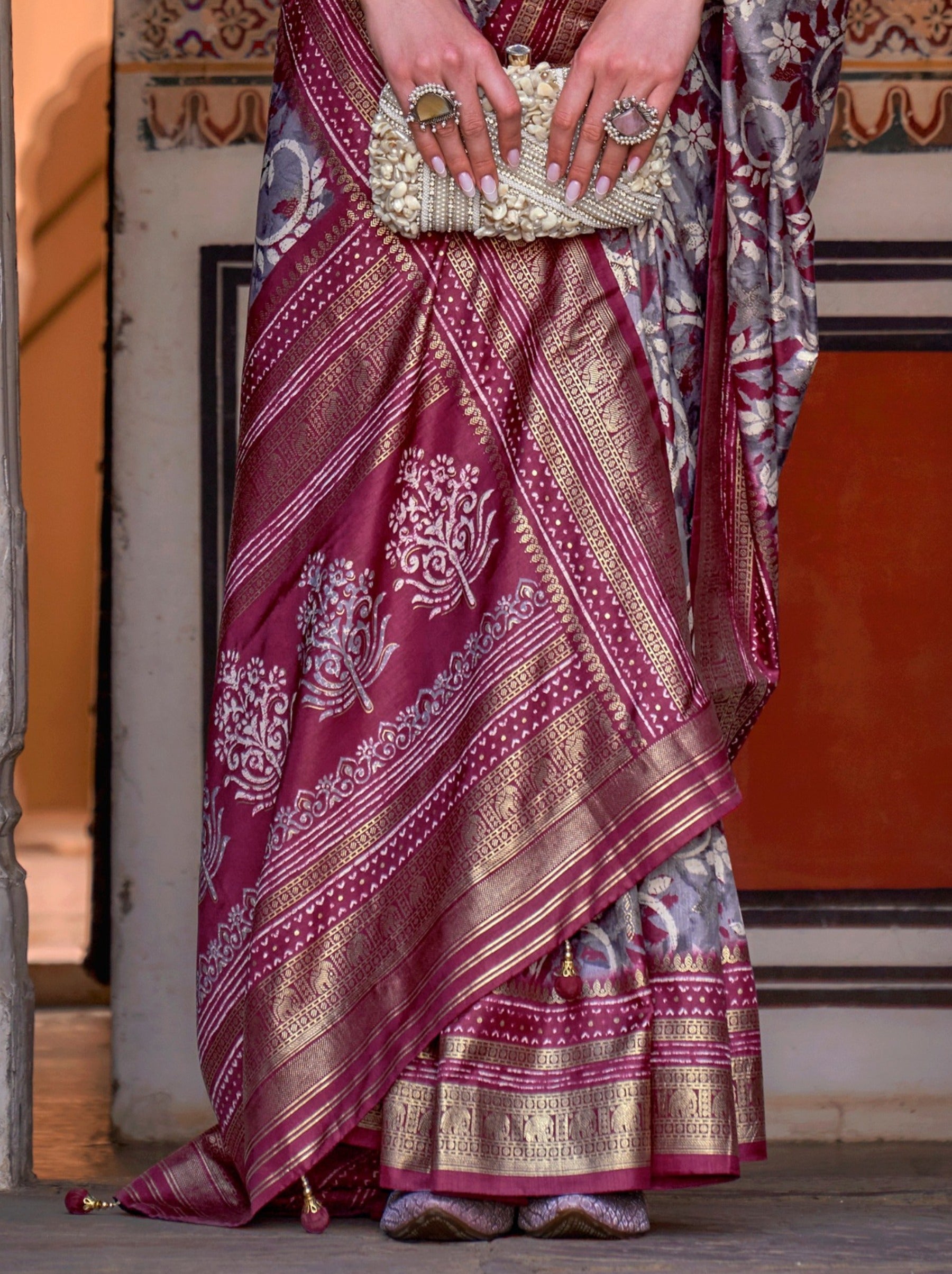 Orchid Violet Premium Patola Celebration Saree - TrendOye