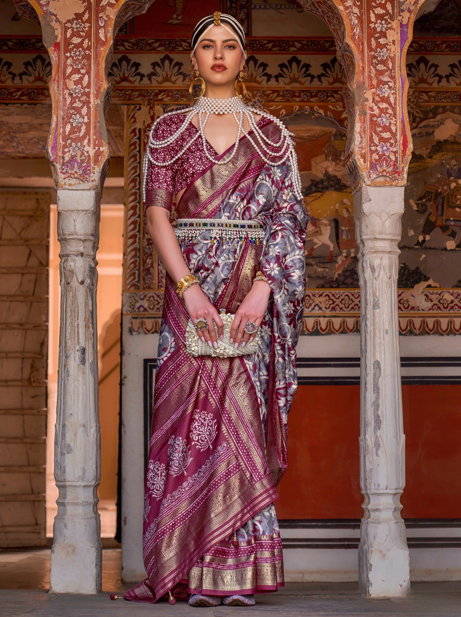 Orchid Violet Premium Patola Celebration Saree - TrendOye