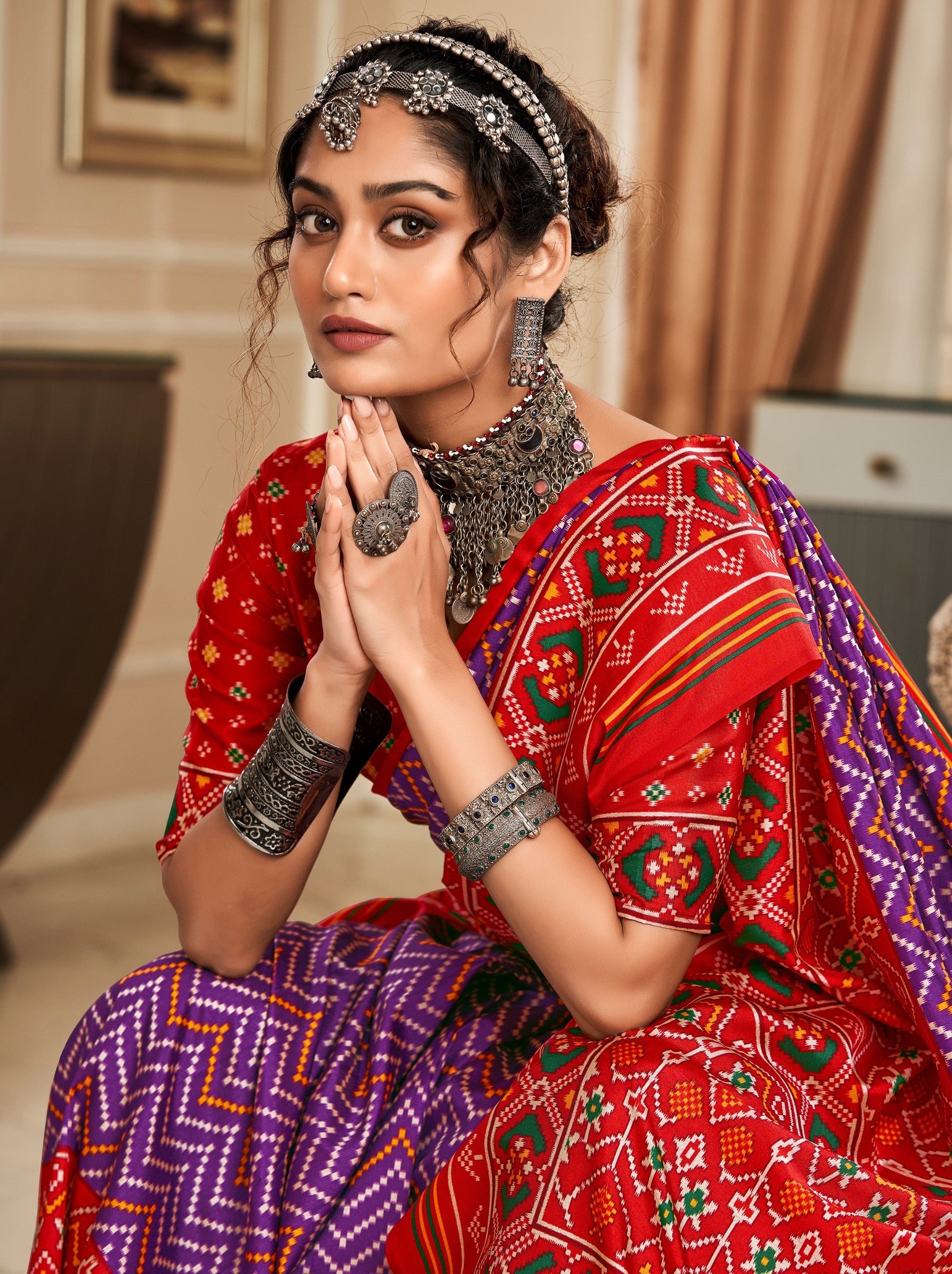 Grape Purple Patola Festive Saree - TrendOye