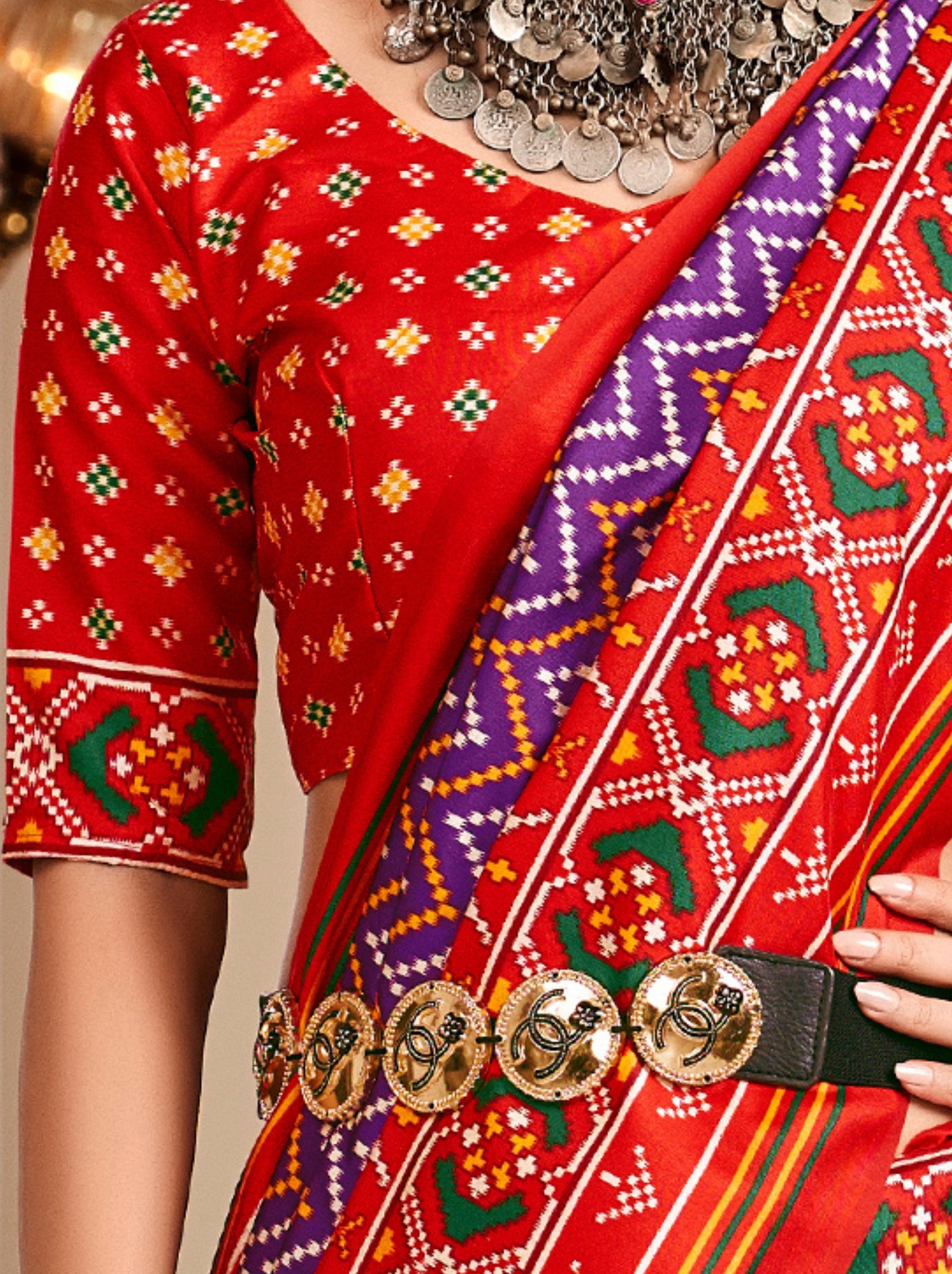 Grape Purple Patola Festive Saree - TrendOye