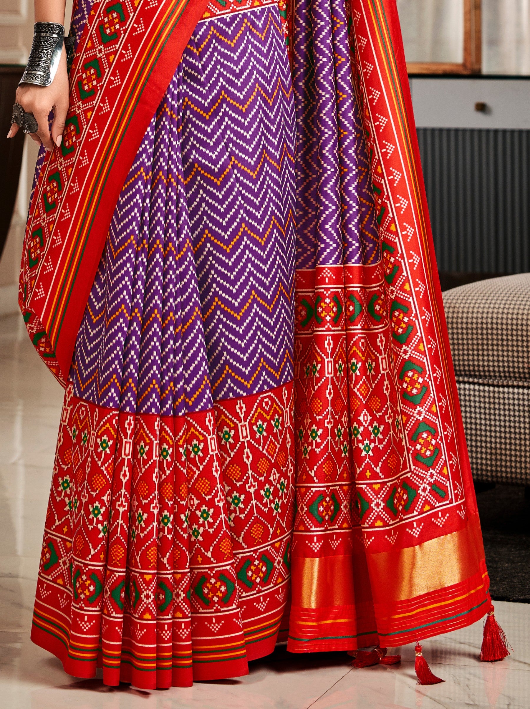 Grape Purple Patola Festive Saree - TrendOye