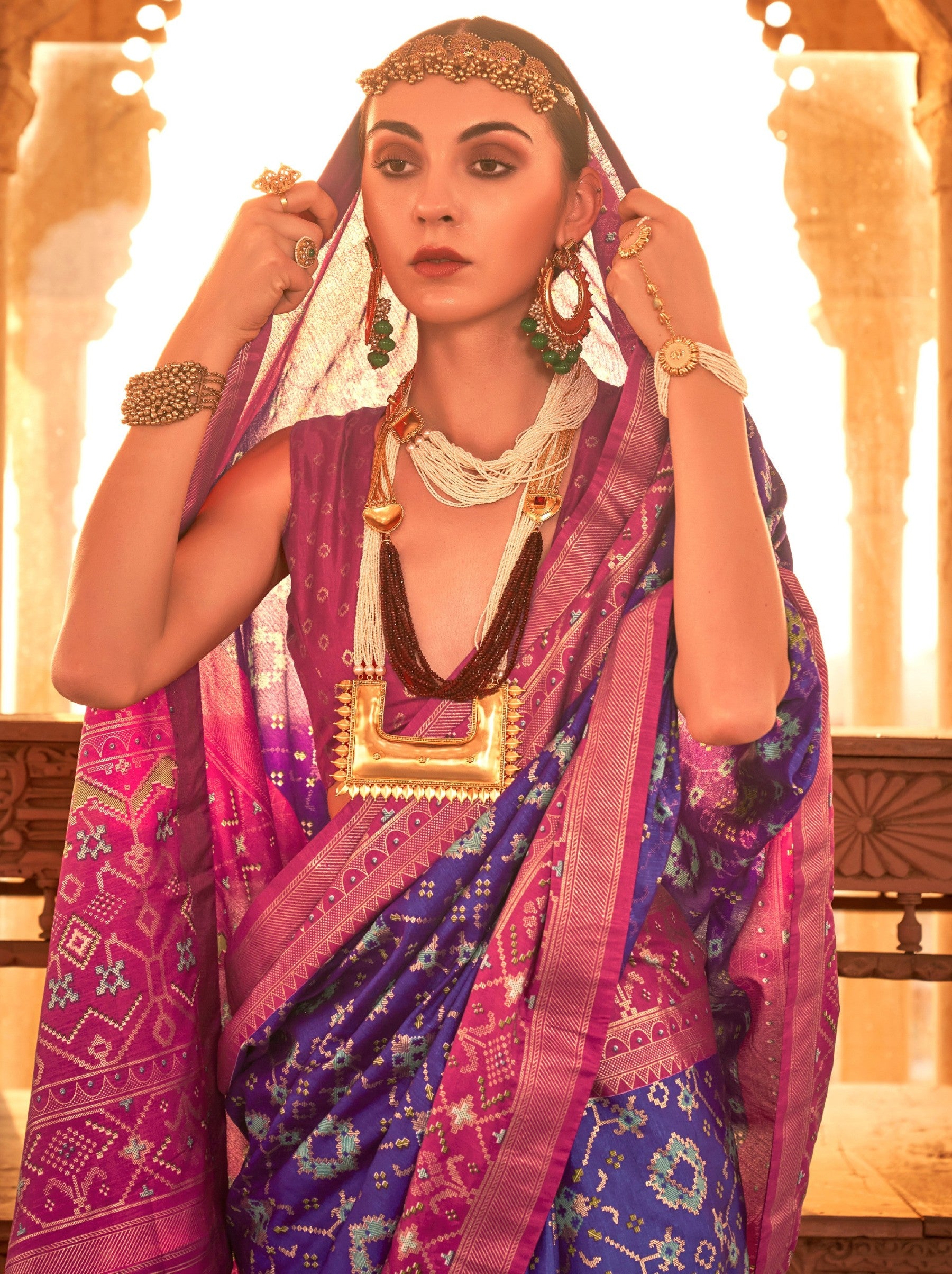 Grape Violet Premium Patola Festive Saree - TrendOye