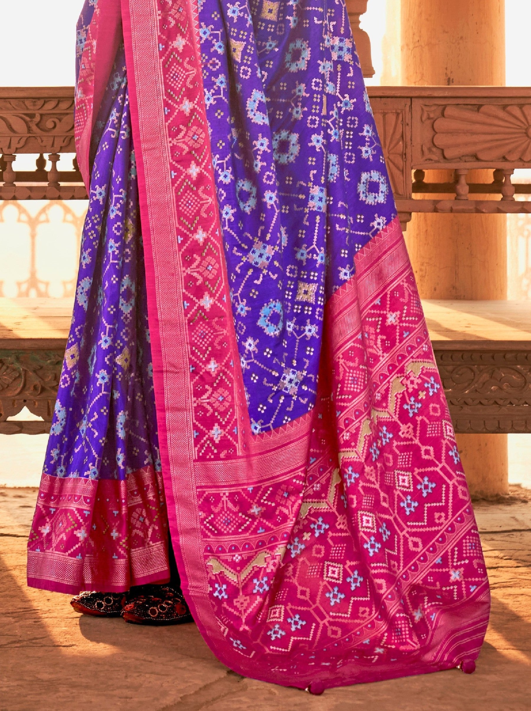 Grape Violet Premium Patola Festive Saree - TrendOye