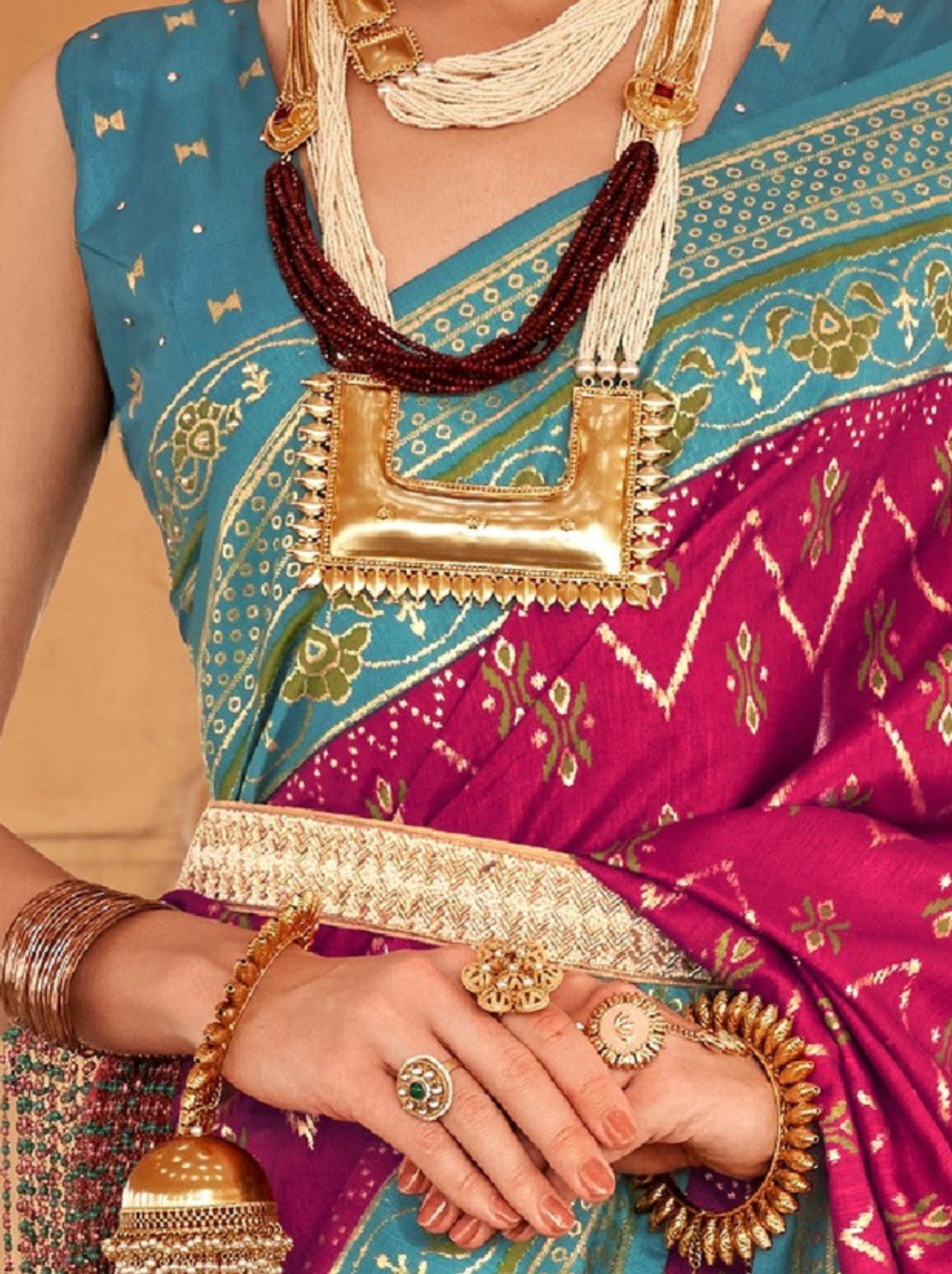 Fandango Violet Premium Patola Festive Saree - TrendOye