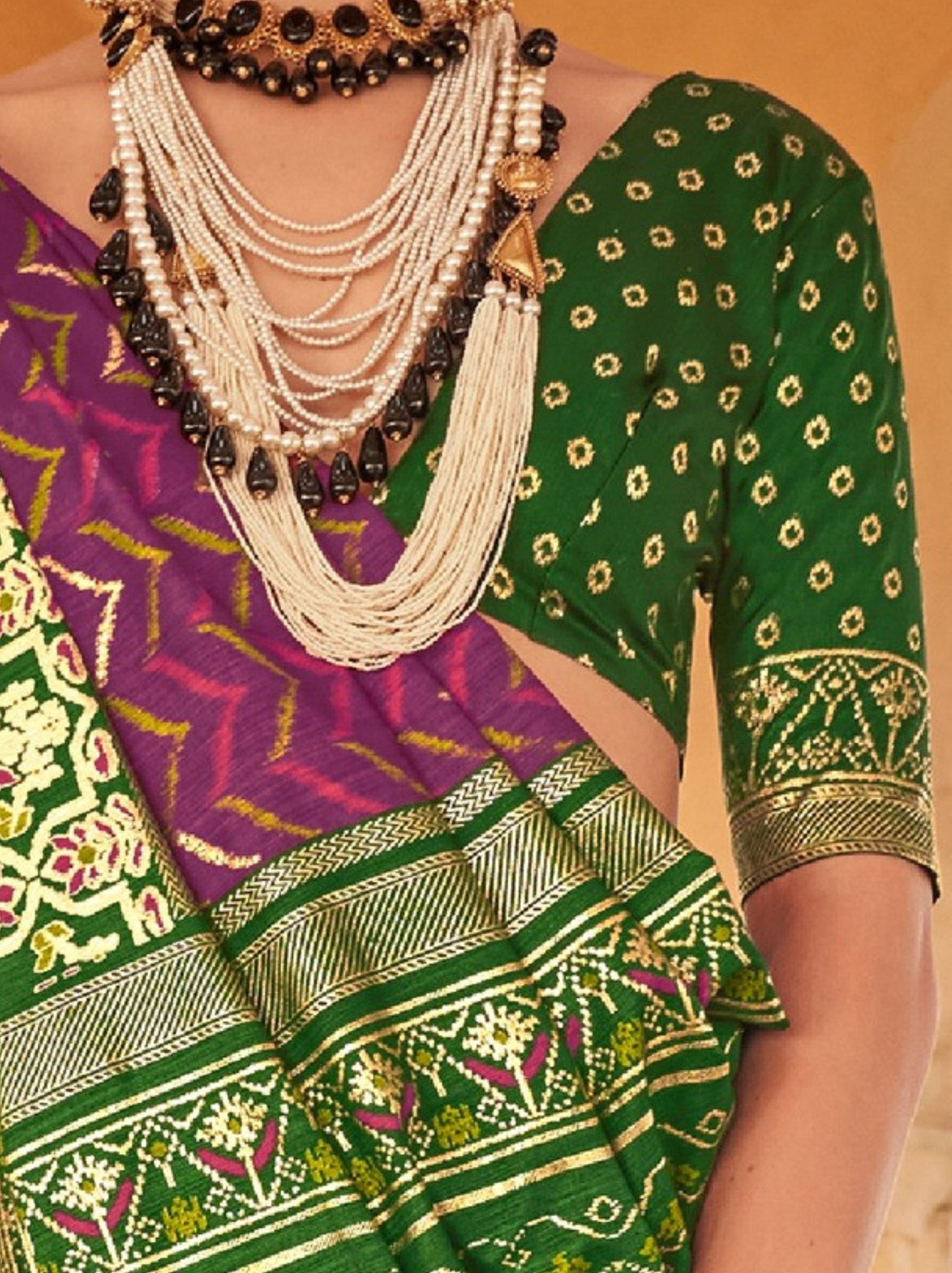 Lollipop Violet Premium Patola Festive Saree - TrendOye