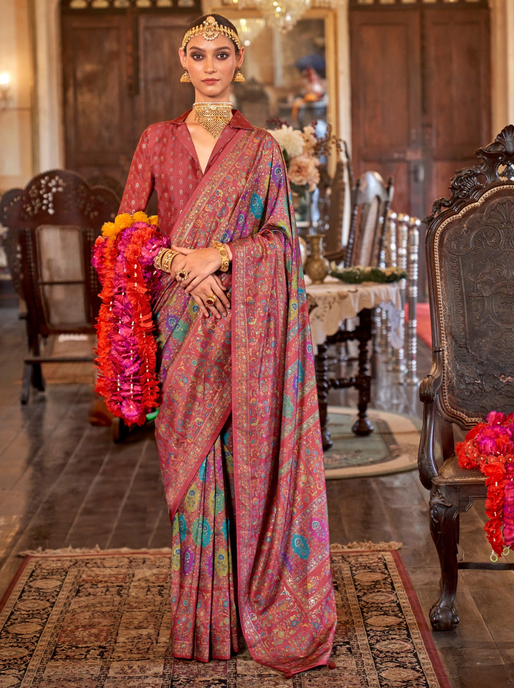 Wine Purple Fancy Silk Party Saree - TrendOye
