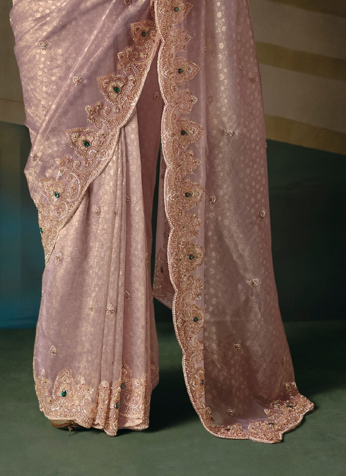 Lavender Purple Wedding & Party Fancy Saree With Premium Blouse Piece - TrendOye