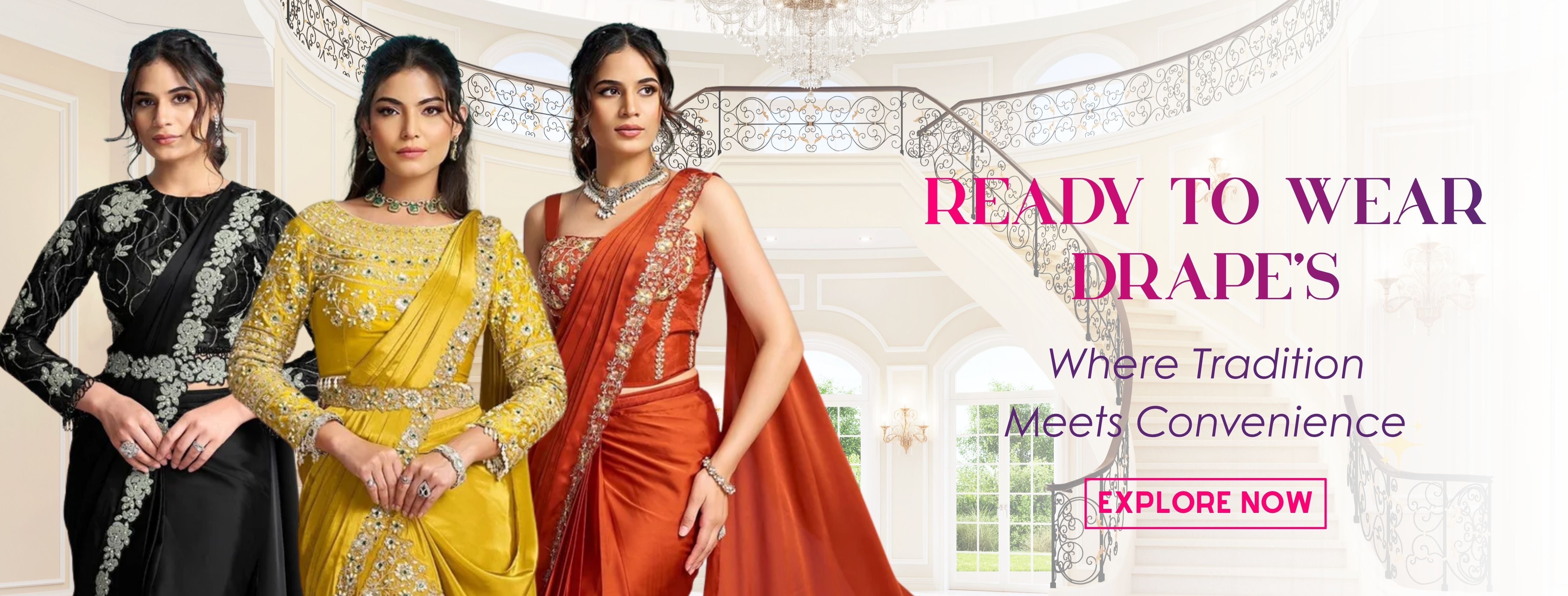 ready to wear sarees - trendoye