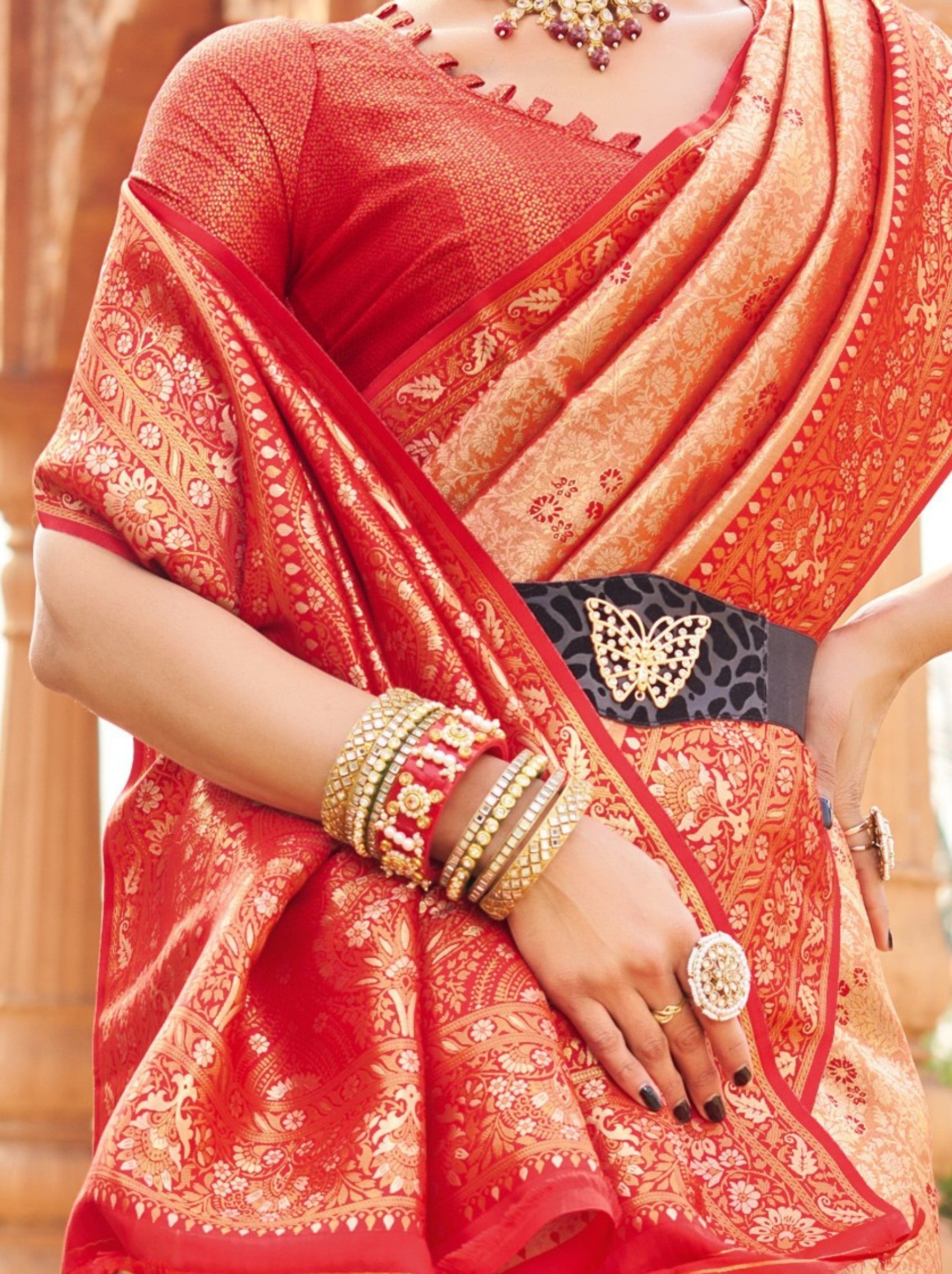 Candy Apple Red Premium Soft Silk Festive Saree - TrendOye