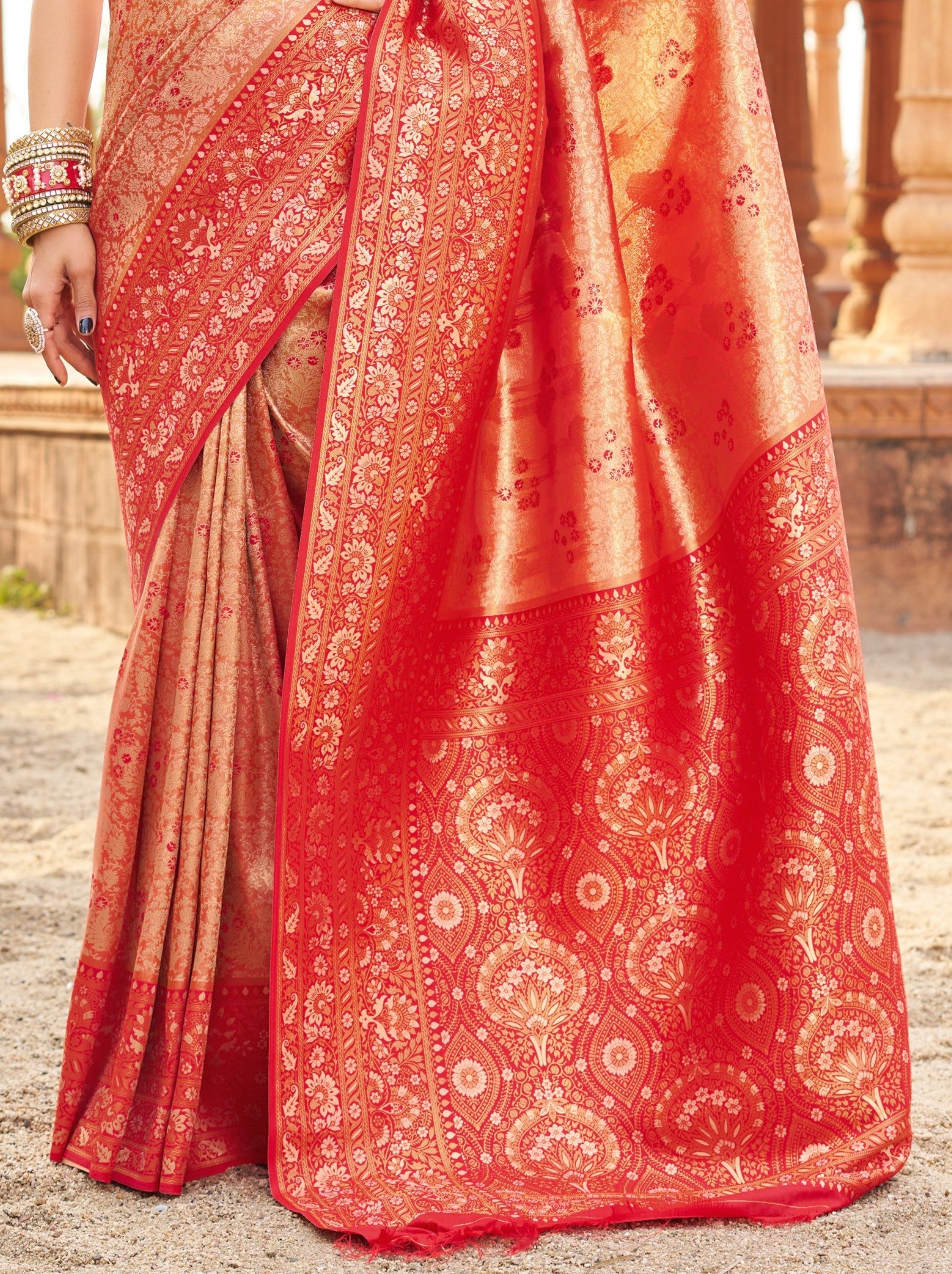 Candy Apple Red Premium Soft Silk Festive Saree - TrendOye