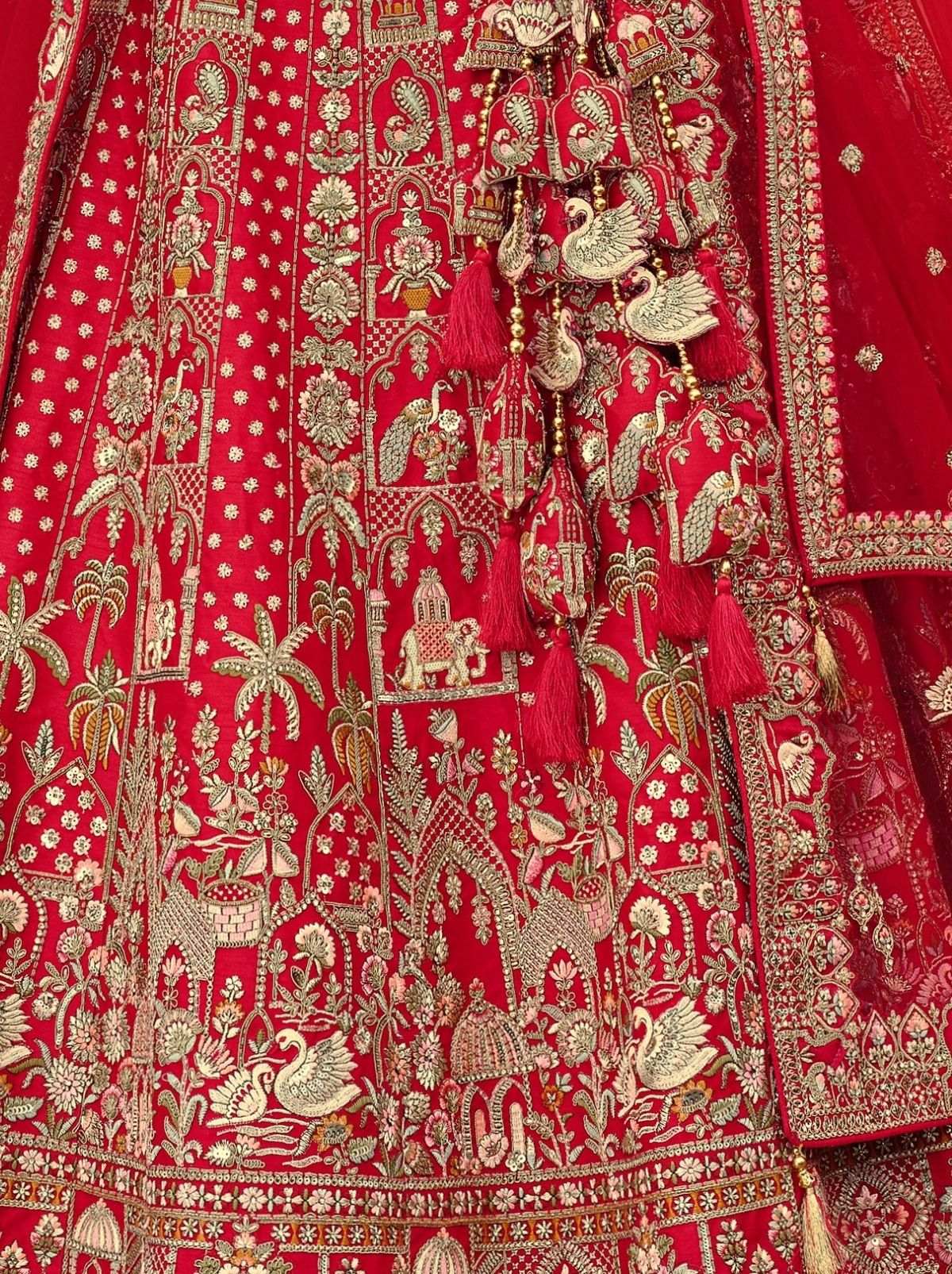Lipstick Red Exclusive Bridal Lehenga Set With Heavy Khatli & Thread Work