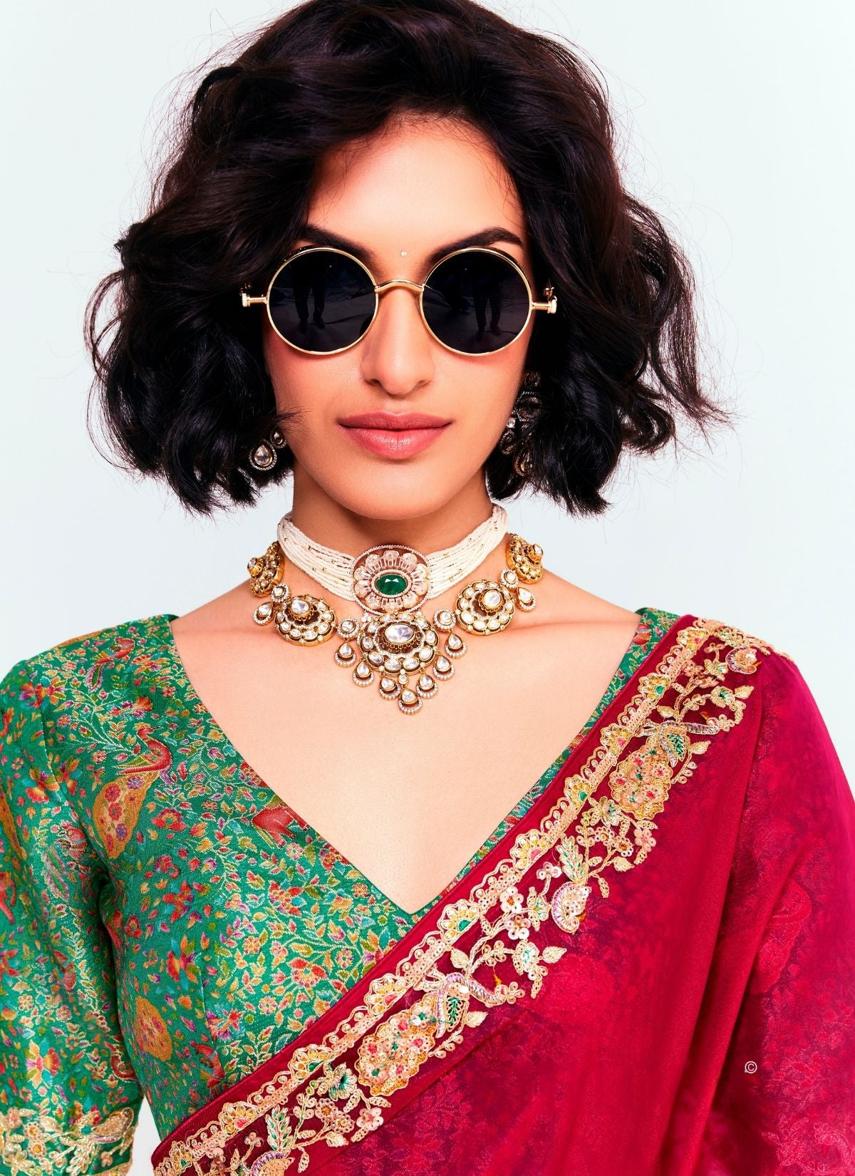 Carmine Red Party Fancy Premium Saree With Fine Blouse Piece - TrendOye