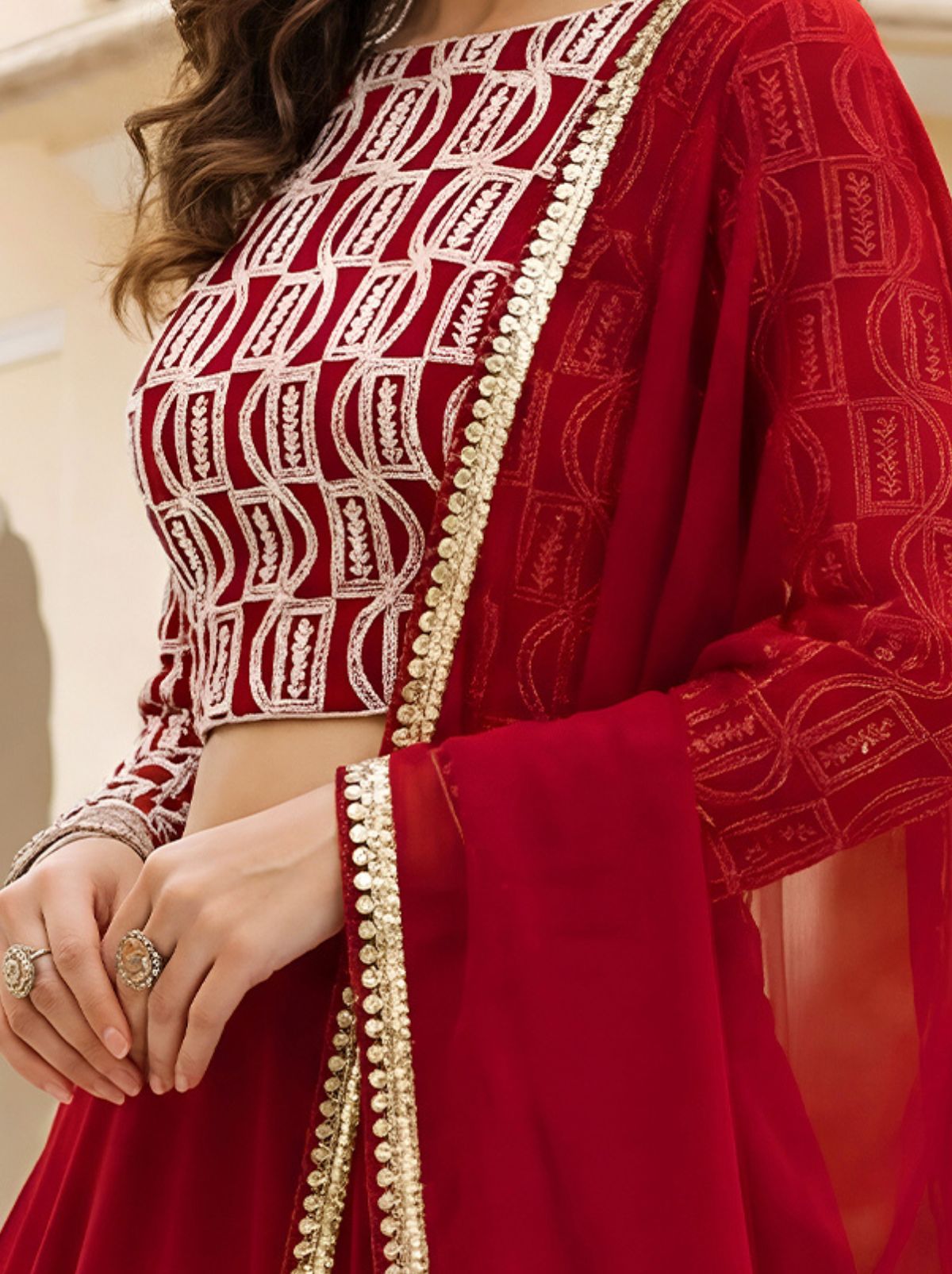 Maroon Red Premium Party Lehenga Set With Sequin Work