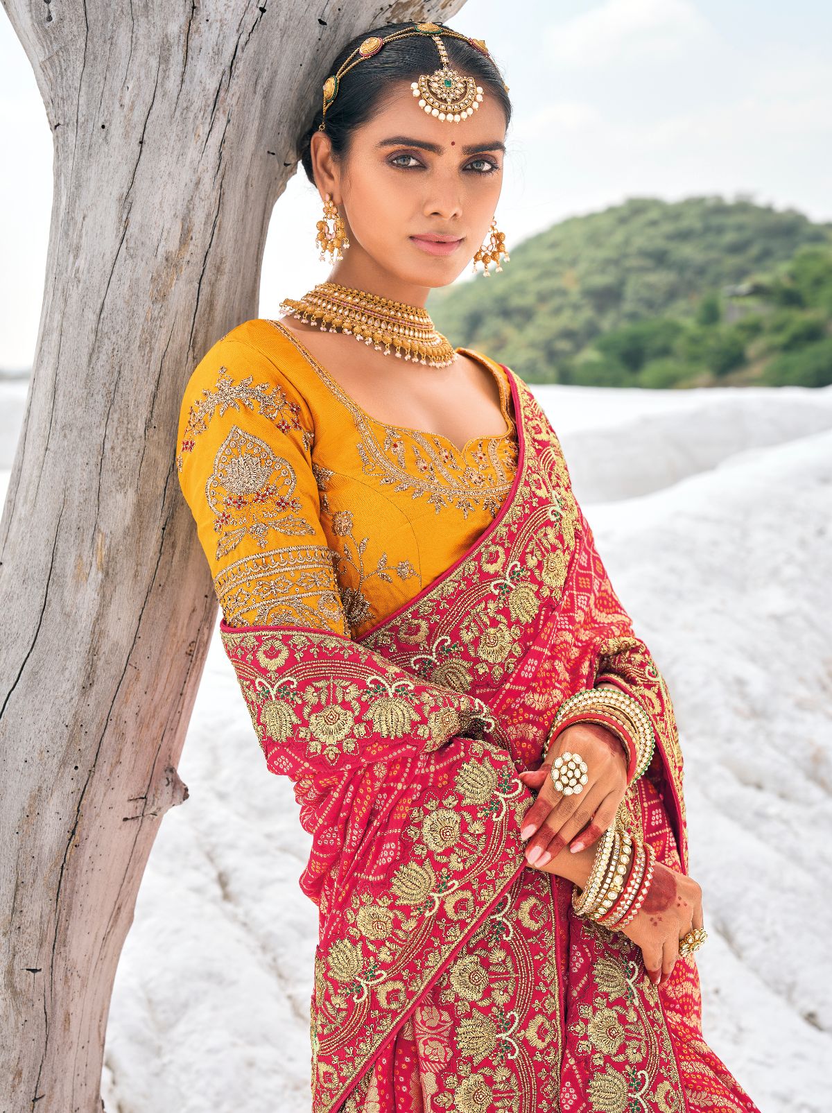 Classic Red Wedding Designer Saree - TrendOye