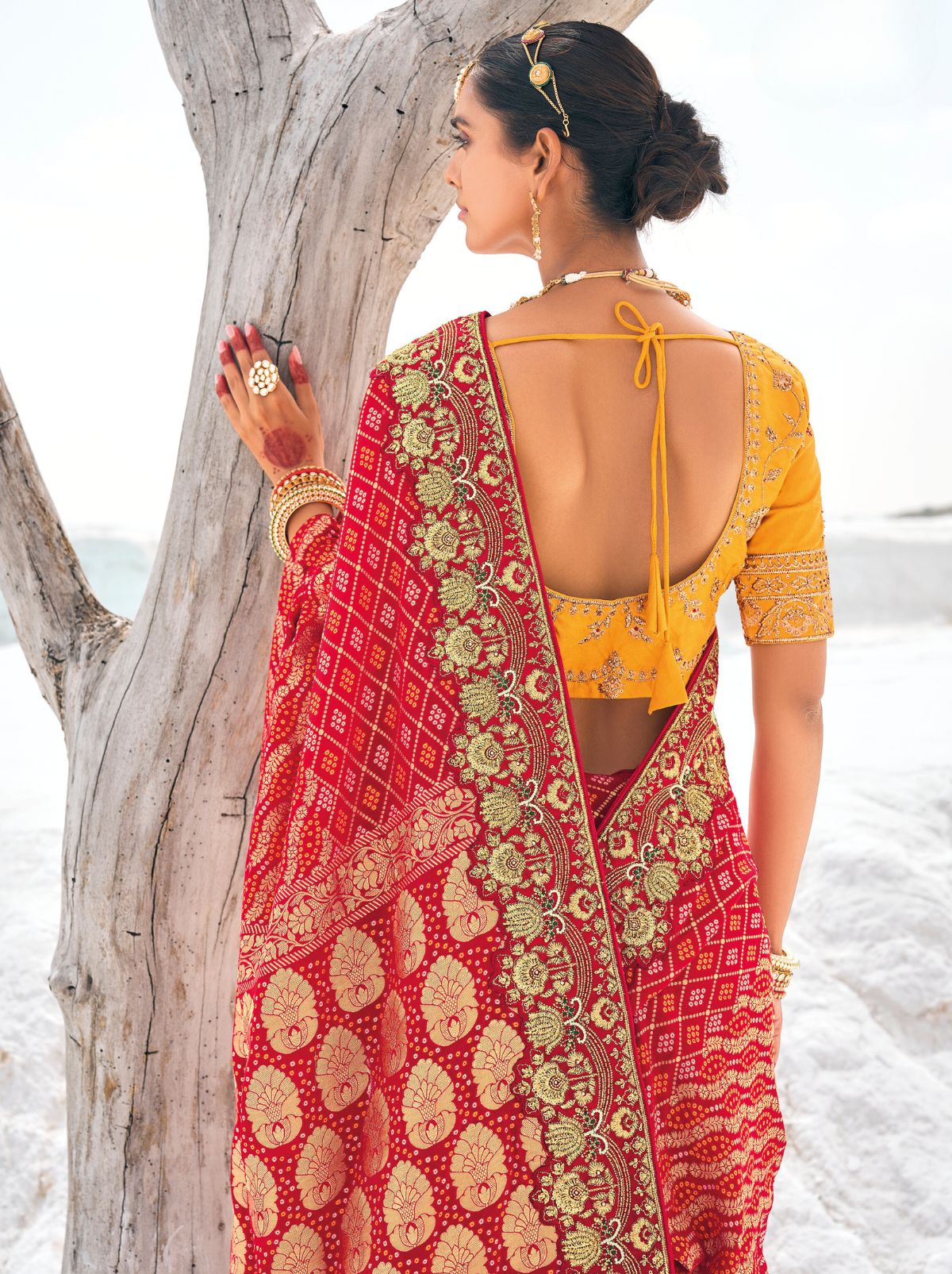 Classic Red Wedding Designer Saree - TrendOye