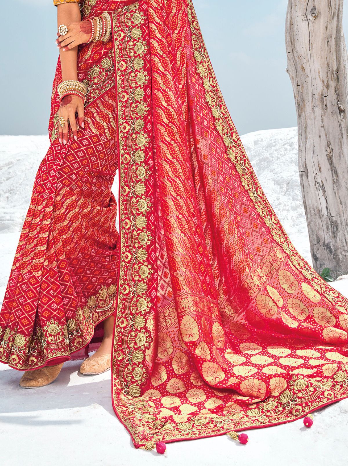 Classic Red Wedding Designer Saree - TrendOye