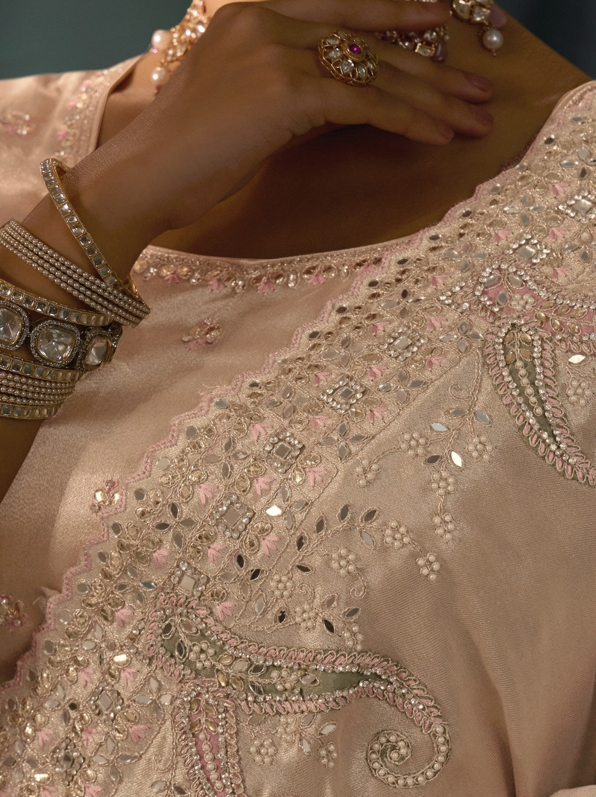 Rose Gold Wedding Designer Soft Silk Saree With Blouse Piece