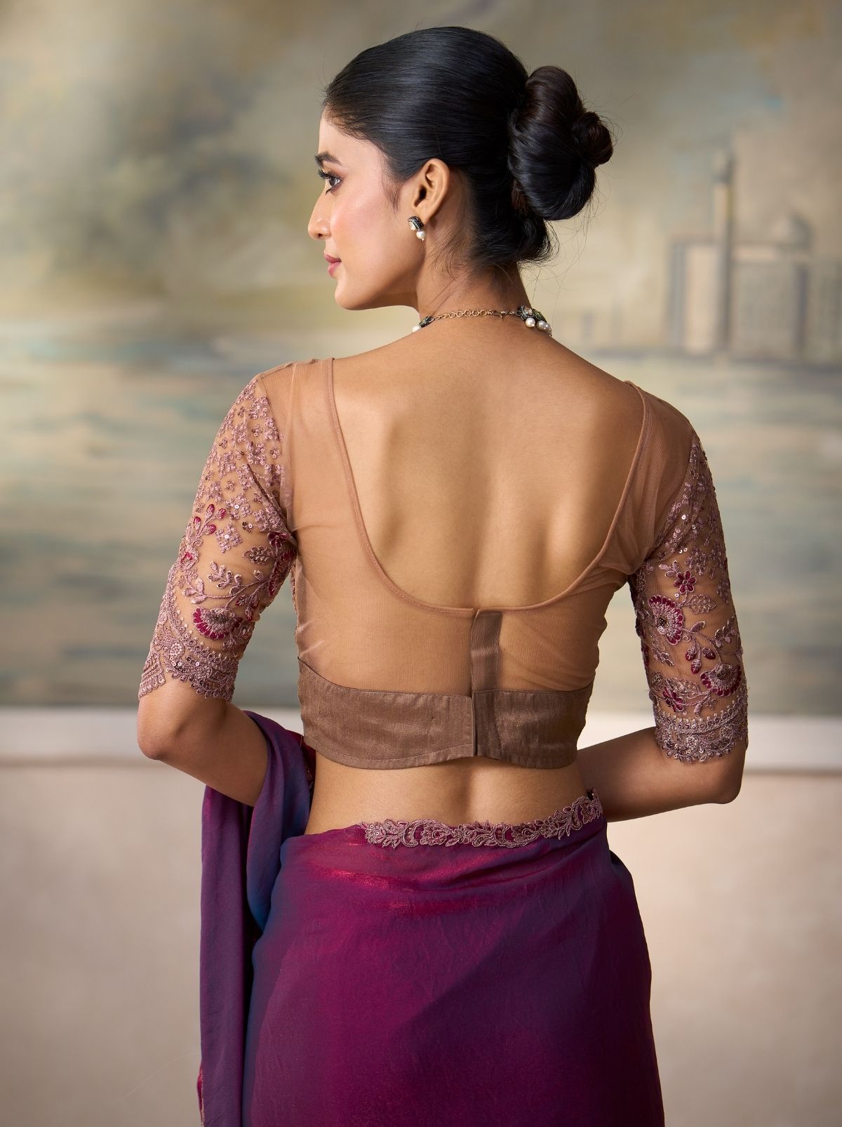 Two-Tone Purple Couture Sequin Saree & Net Blouse With Premium Base Liner