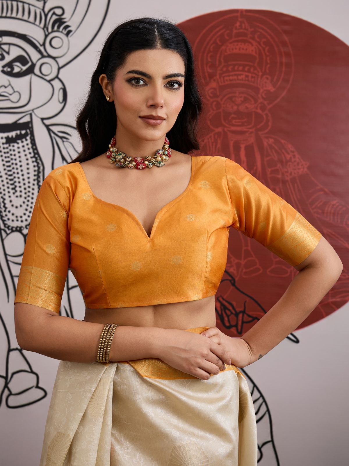 White-Golden Pongal Saree With Soft Gold Zari Weaving