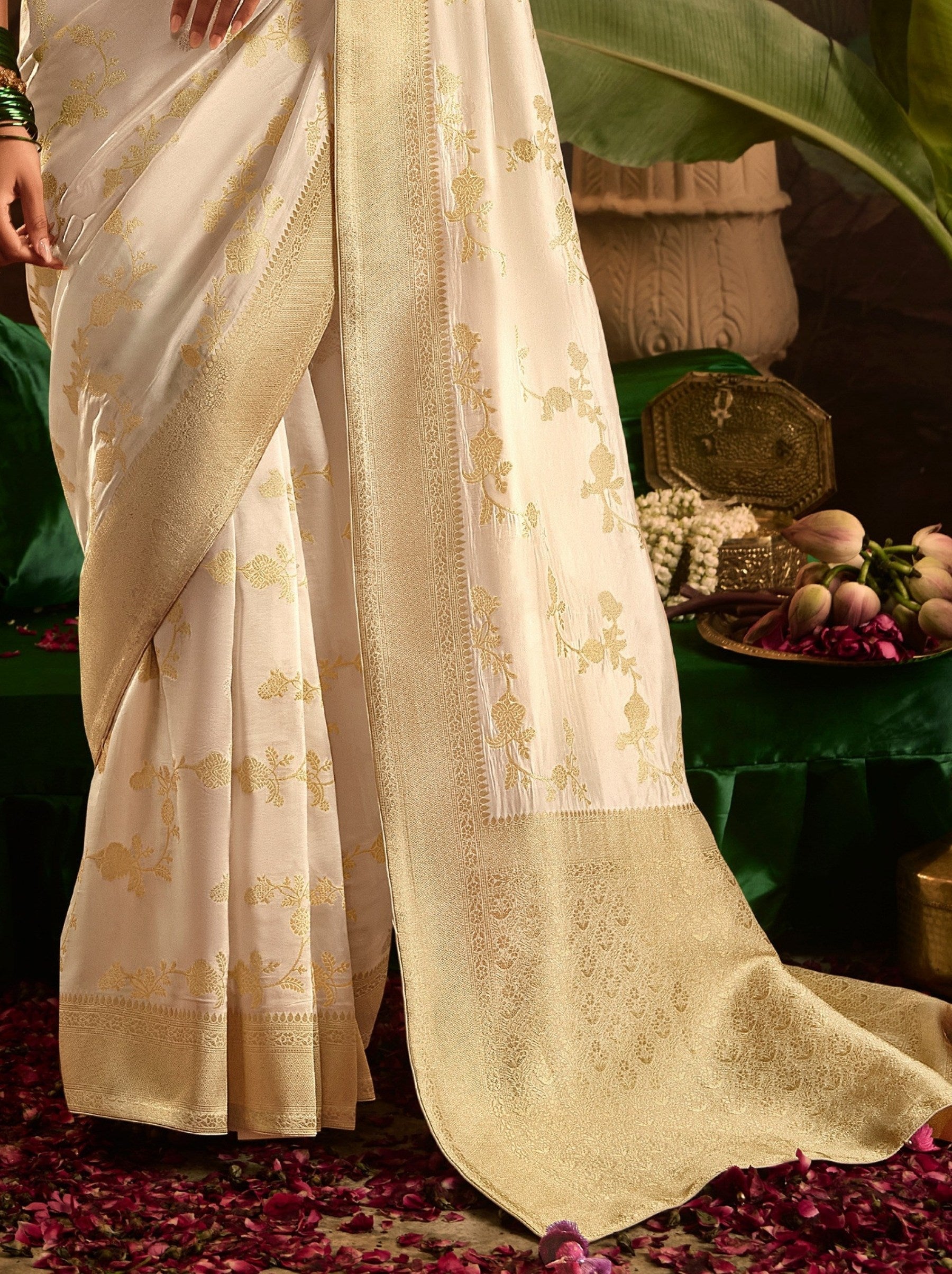 White Wedding And Party Designer Saree - TrendOye
