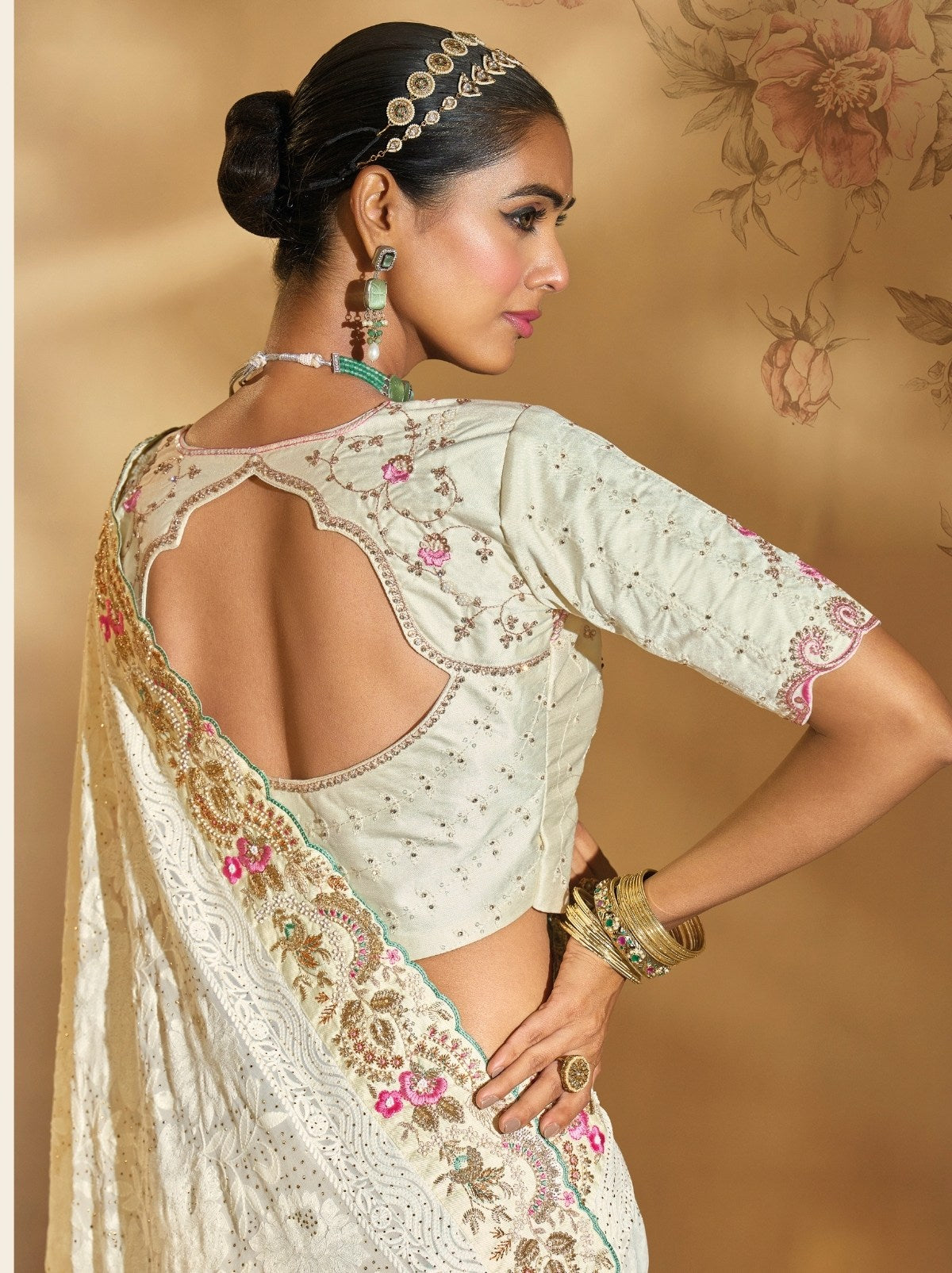White Premium Georgette Silk Saree With Soft Zari Work
