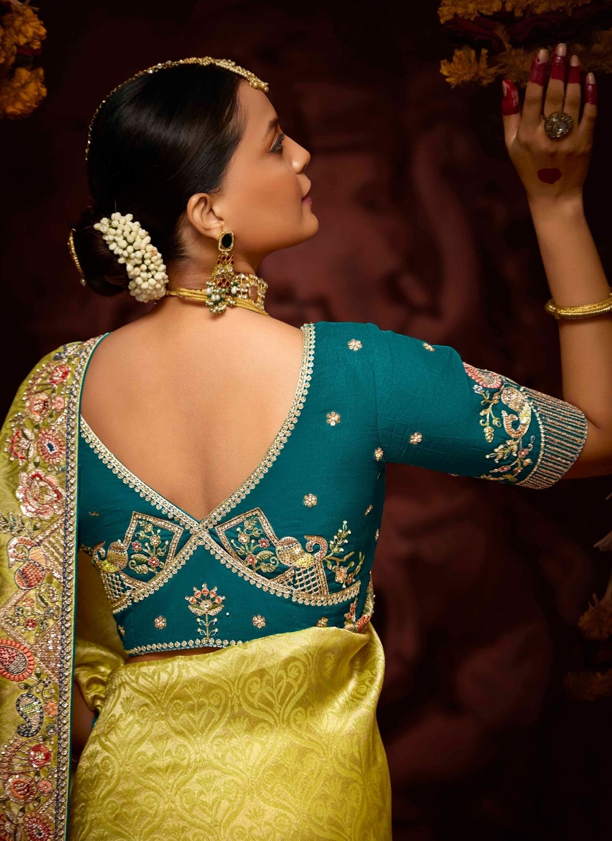 Lemon Yellow Designer Banarasi Kanjivaram Silk Saree for Wedding - TrendOye