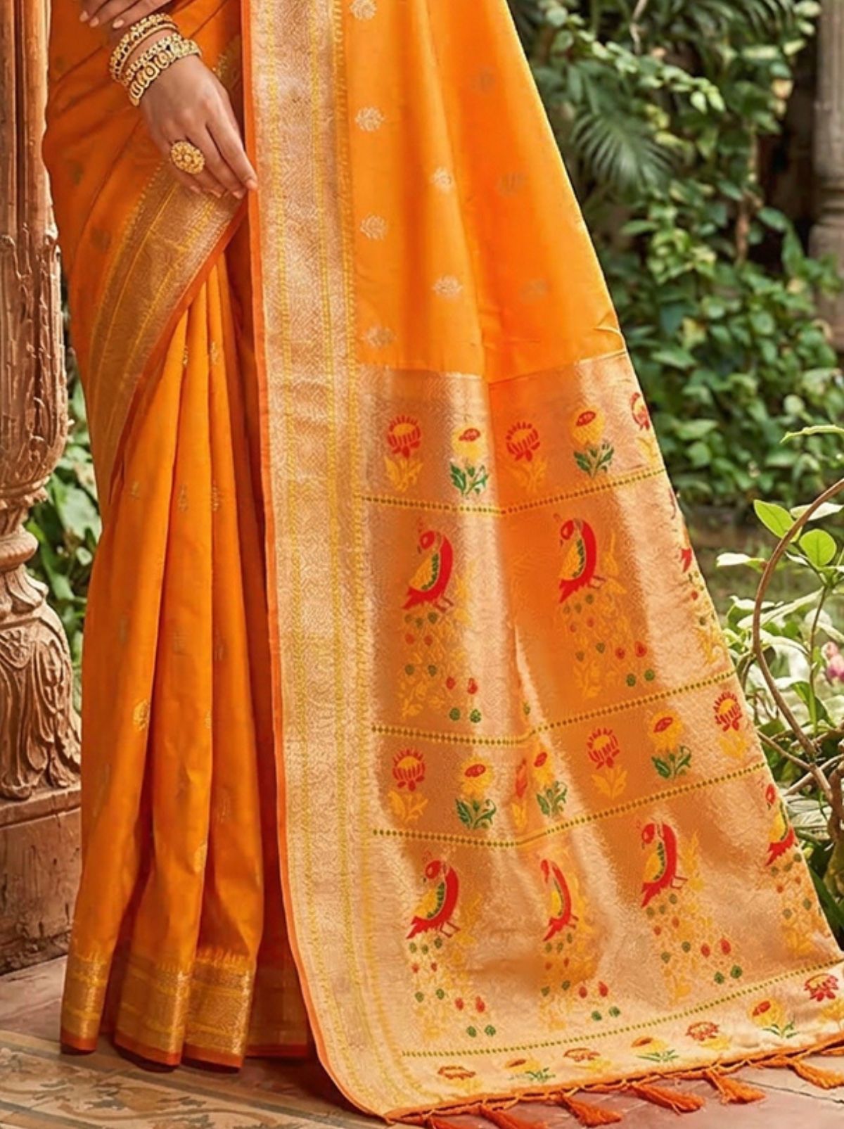 Honey Yellow Premium Soft Silk Paithani Wedding Saree