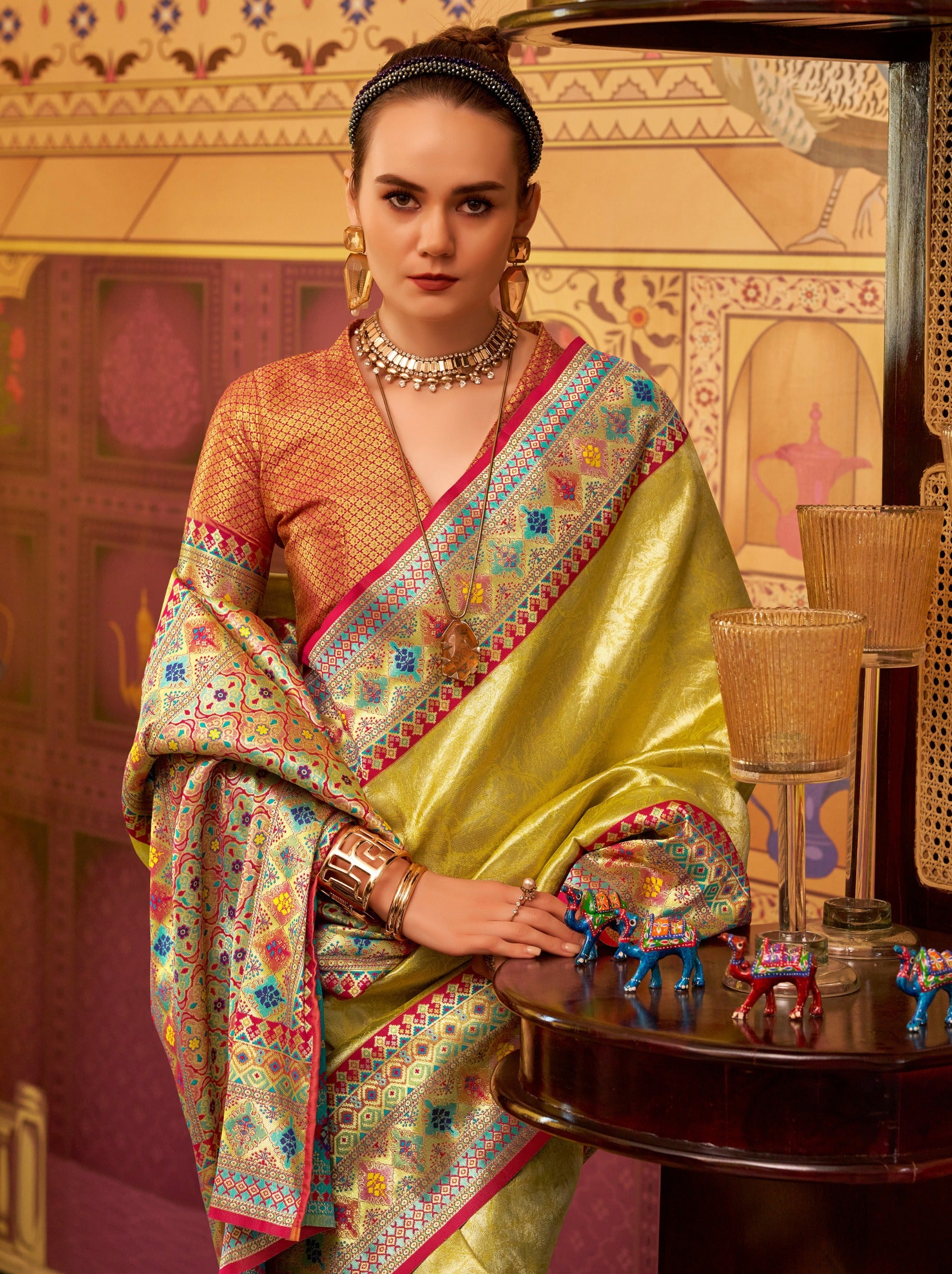 Corn Yellow Fancy Celebration Saree - TrendOye