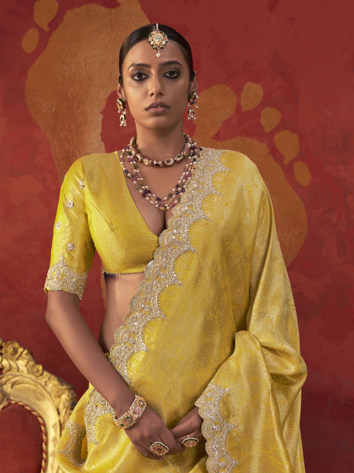 Royal Yellow Luxury Viscose Saree With Blouse Piece