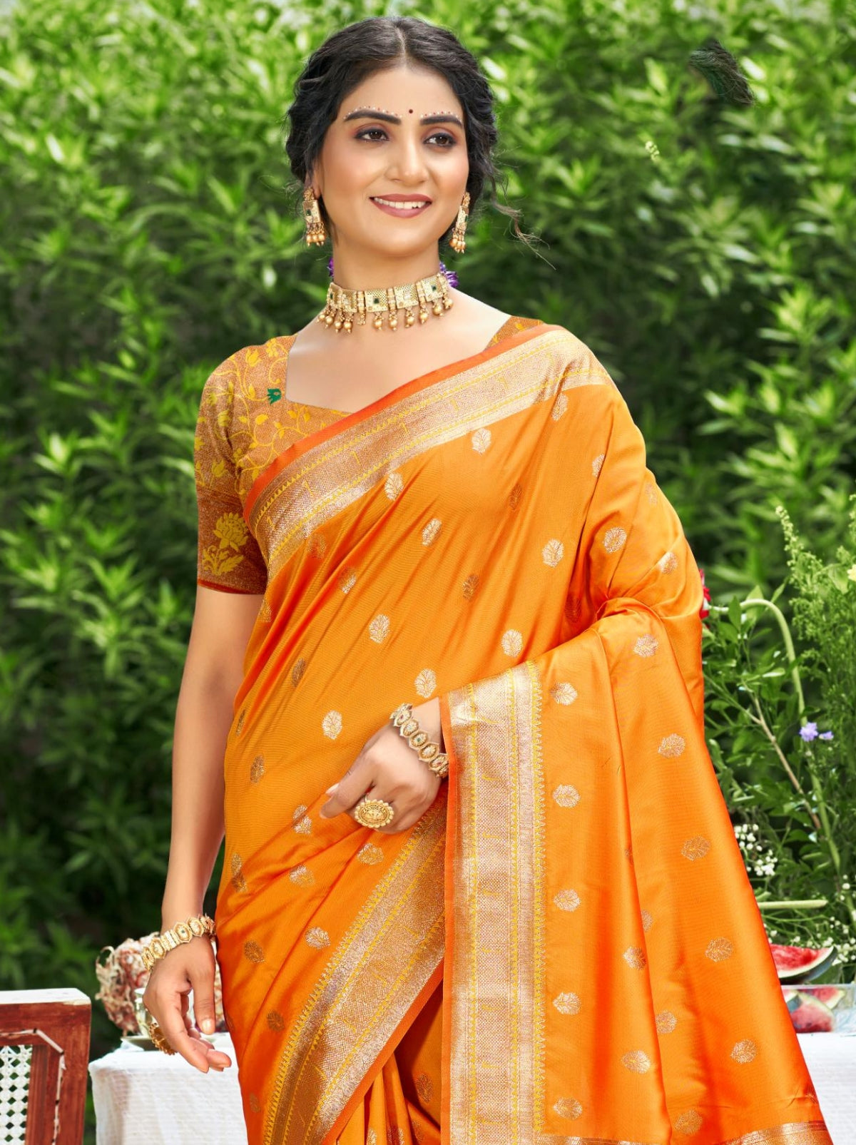 Mustard Yellow Designer Paithani Silk Saree with Tassels